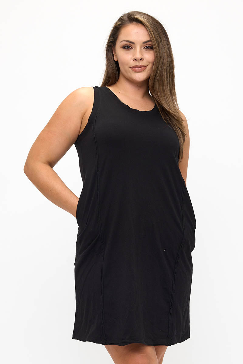 Women's Easy Breeze Raw Edge Sleeveless Cotton Dress