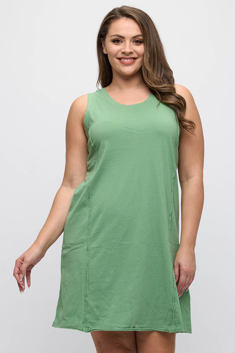 Women's Easy Breeze Raw Edge Sleeveless Cotton Dress