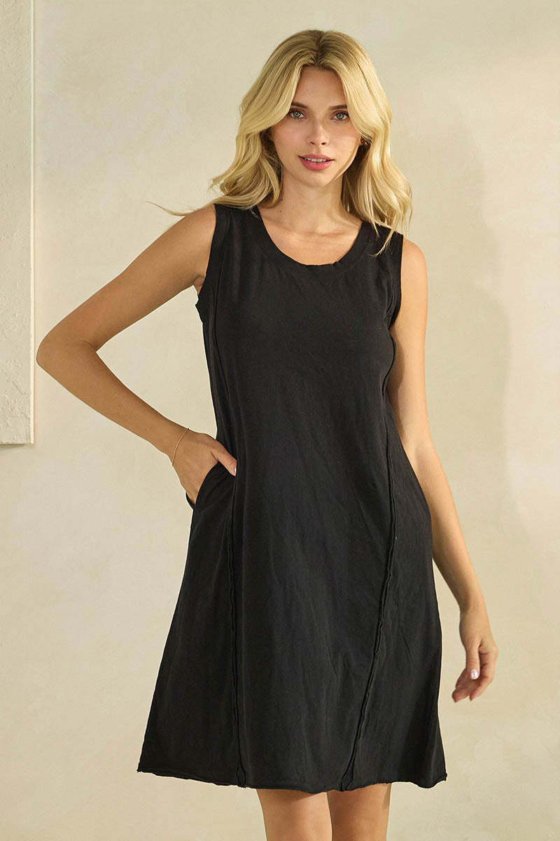 Women's Easy Breeze Raw Edge Sleeveless Cotton Dress