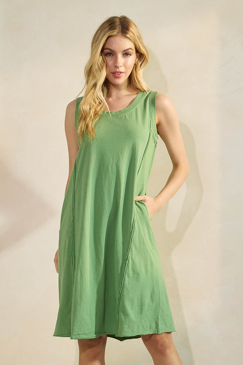 Women's Easy Breeze Raw Edge Sleeveless Cotton Dress