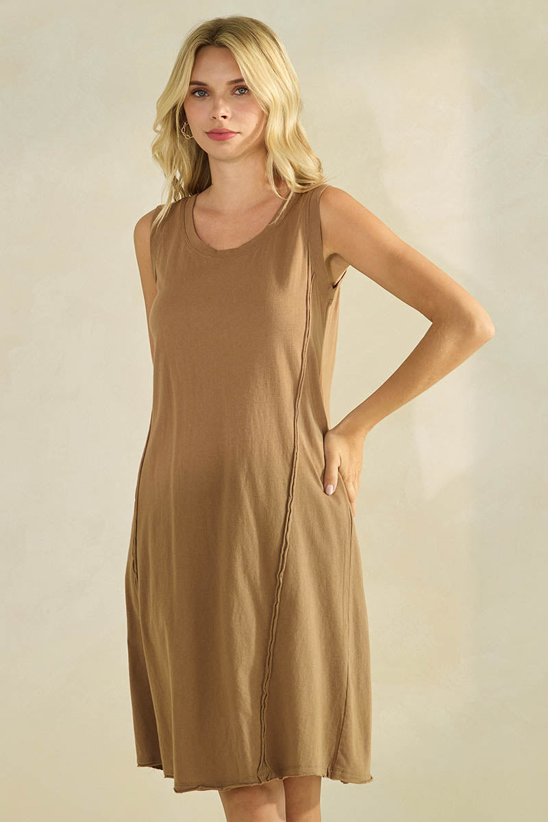 Women's Easy Breeze Raw Edge Sleeveless Cotton Dress