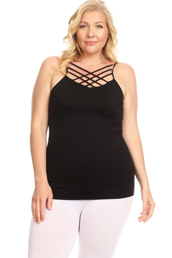 Women's Seamless Triple Criss-Cross Front Cami
