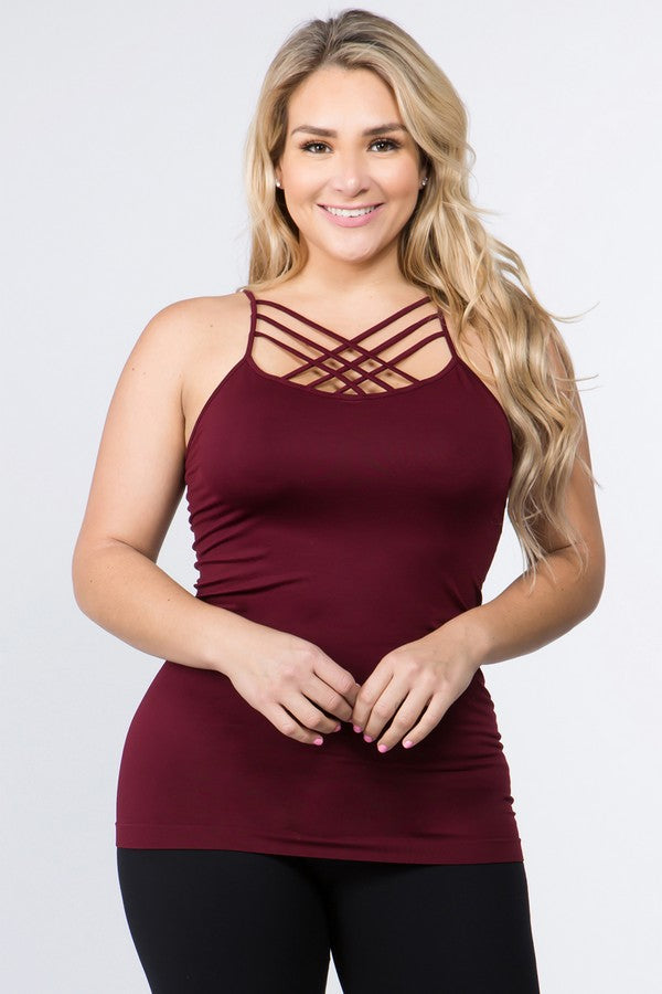 Women's Seamless Triple Criss-Cross Front Cami