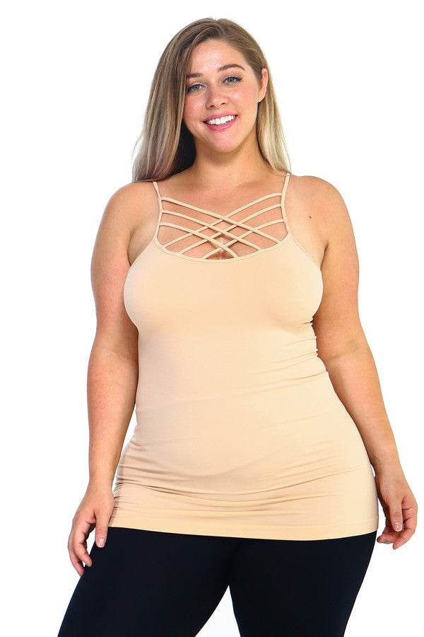 Women's Seamless Triple Criss-Cross Front Cami
