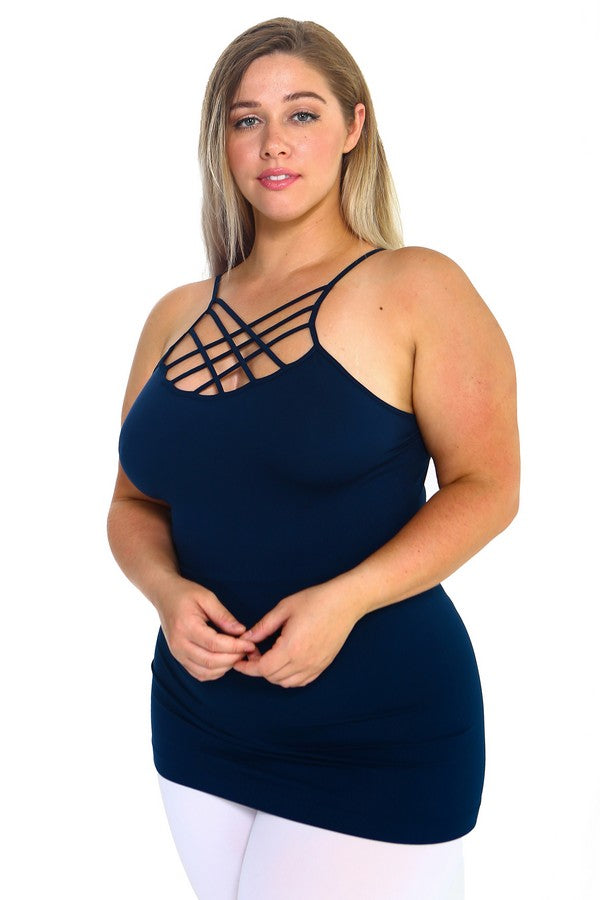 Women's Seamless Triple Criss-Cross Front Cami