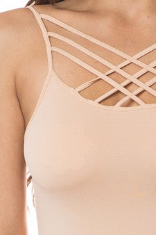 Women's Seamless Triple Criss-Cross Front Cami