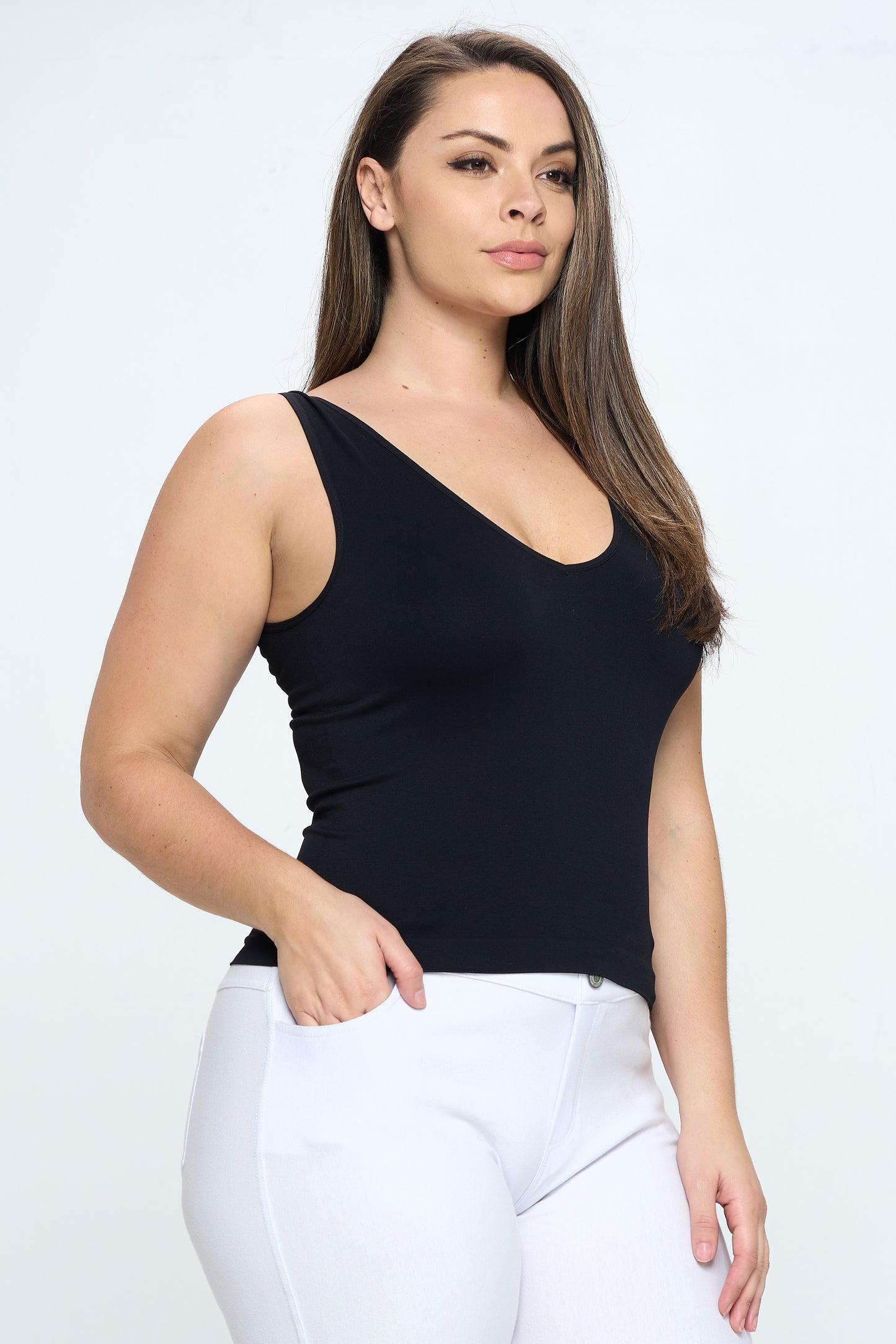 Women's V or U Neckline Reversible Seamless Tank