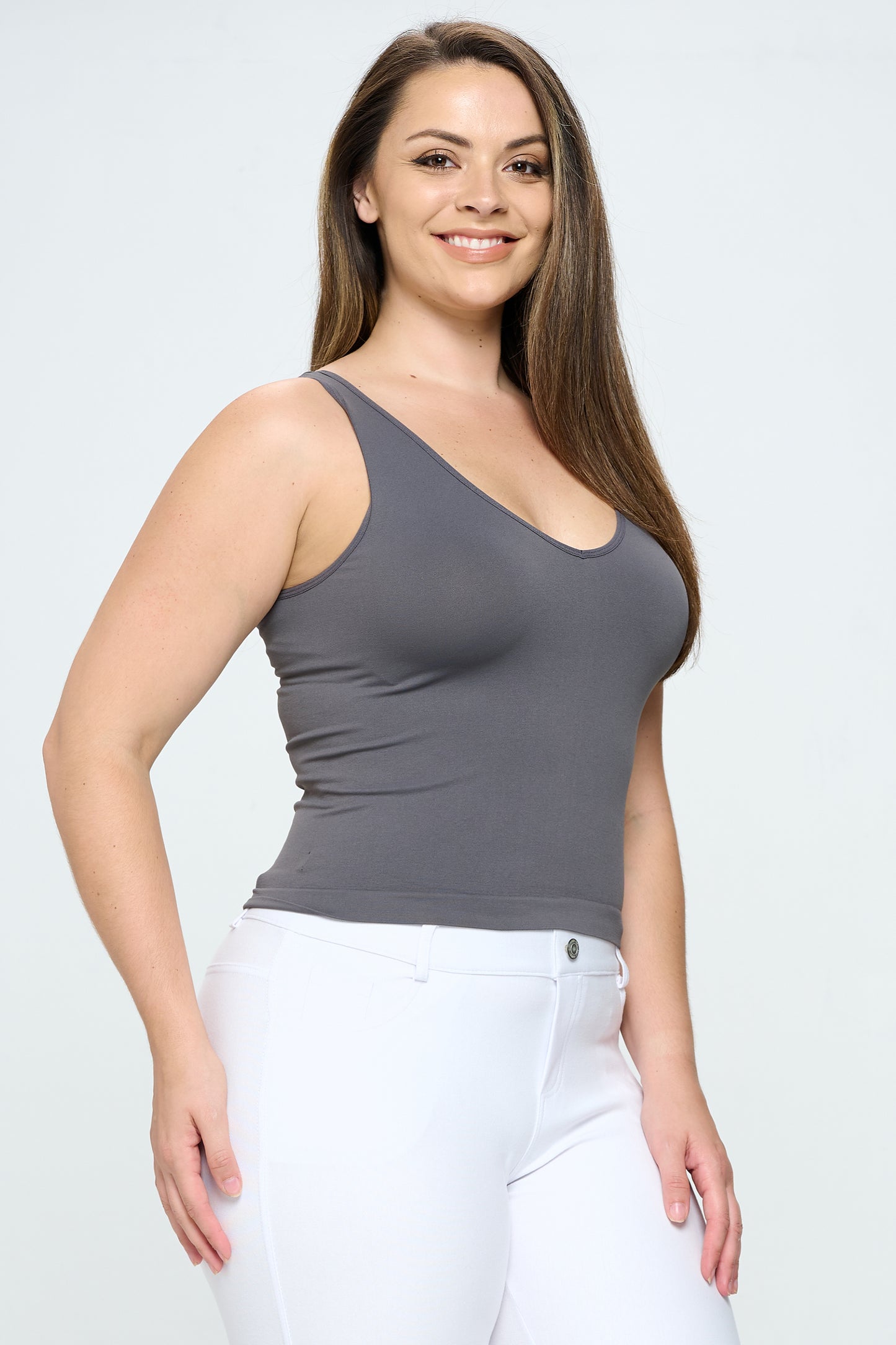 Women's V or U Neckline Reversible Seamless Tank