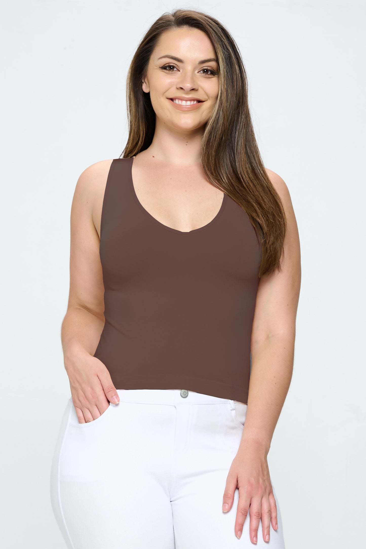 Women's V or U Neckline Reversible Seamless Tank