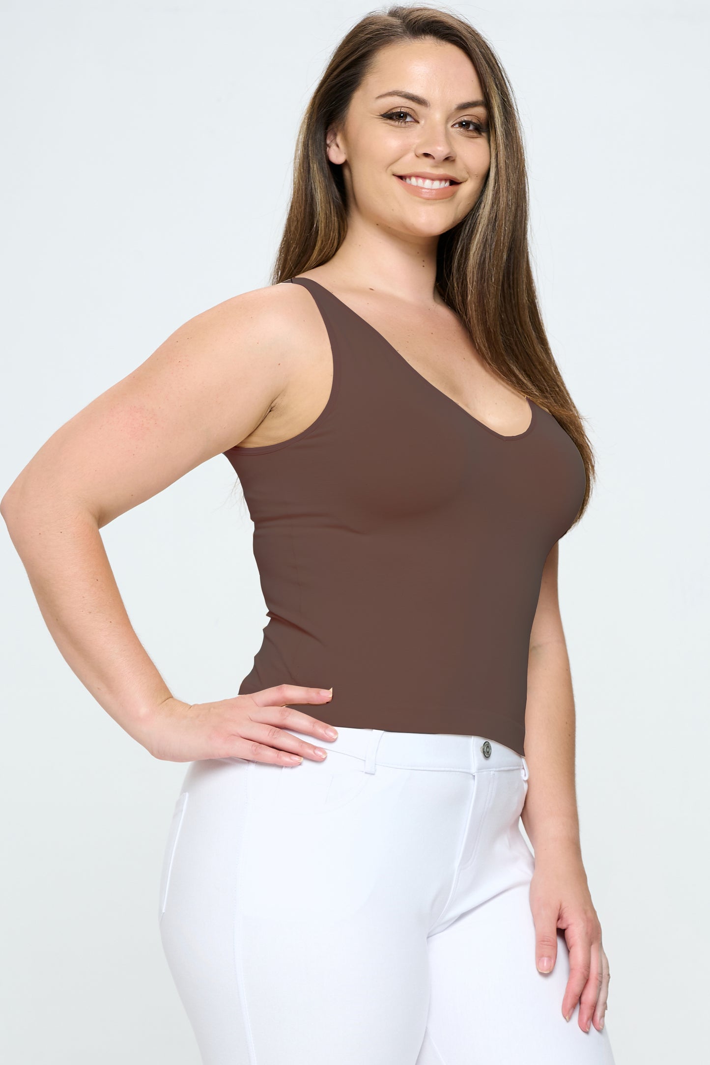 Women's V or U Neckline Reversible Seamless Tank