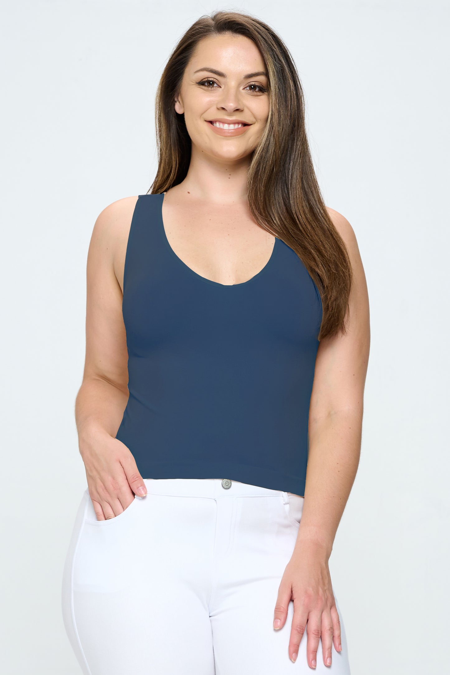 Women's V or U Neckline Reversible Seamless Tank