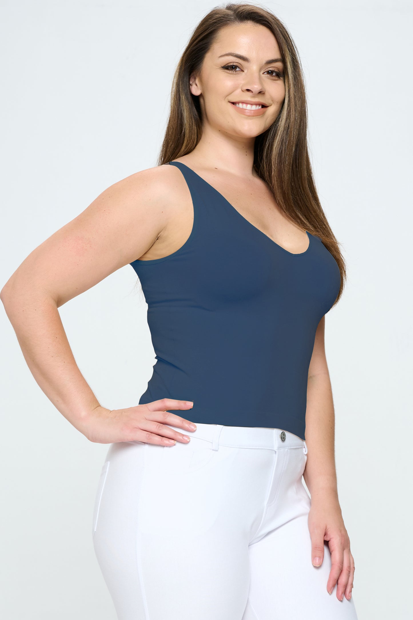 Women's V or U Neckline Reversible Seamless Tank