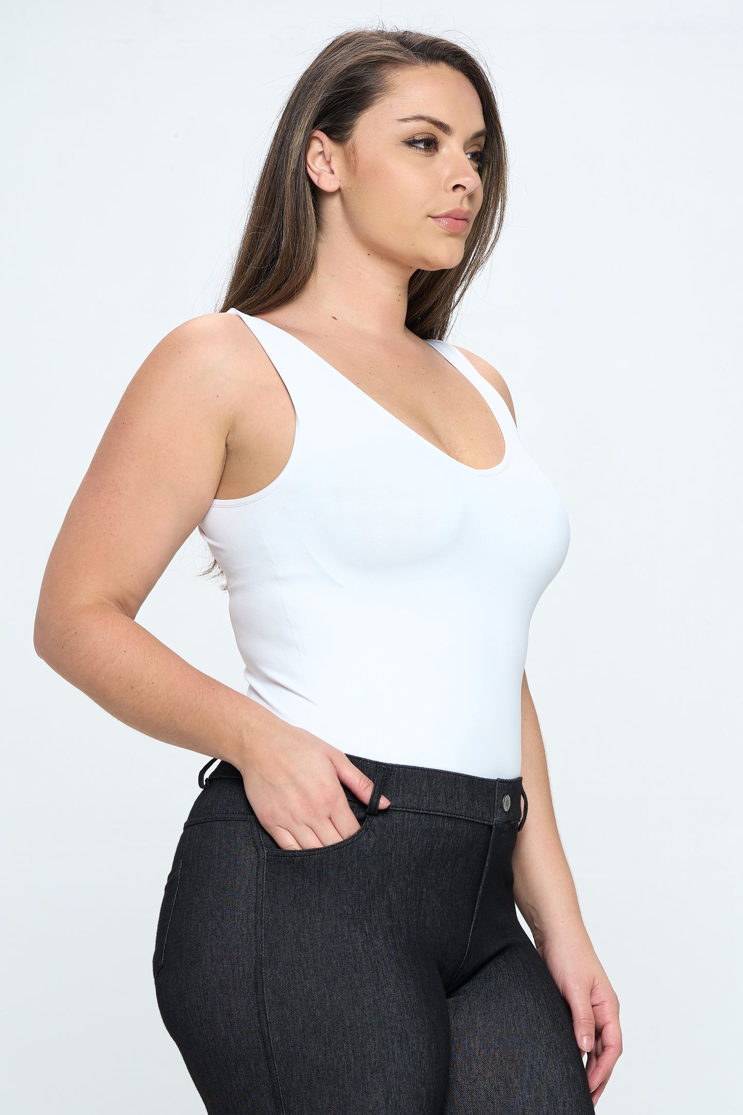Women's V or U Neckline Reversible Seamless Tank