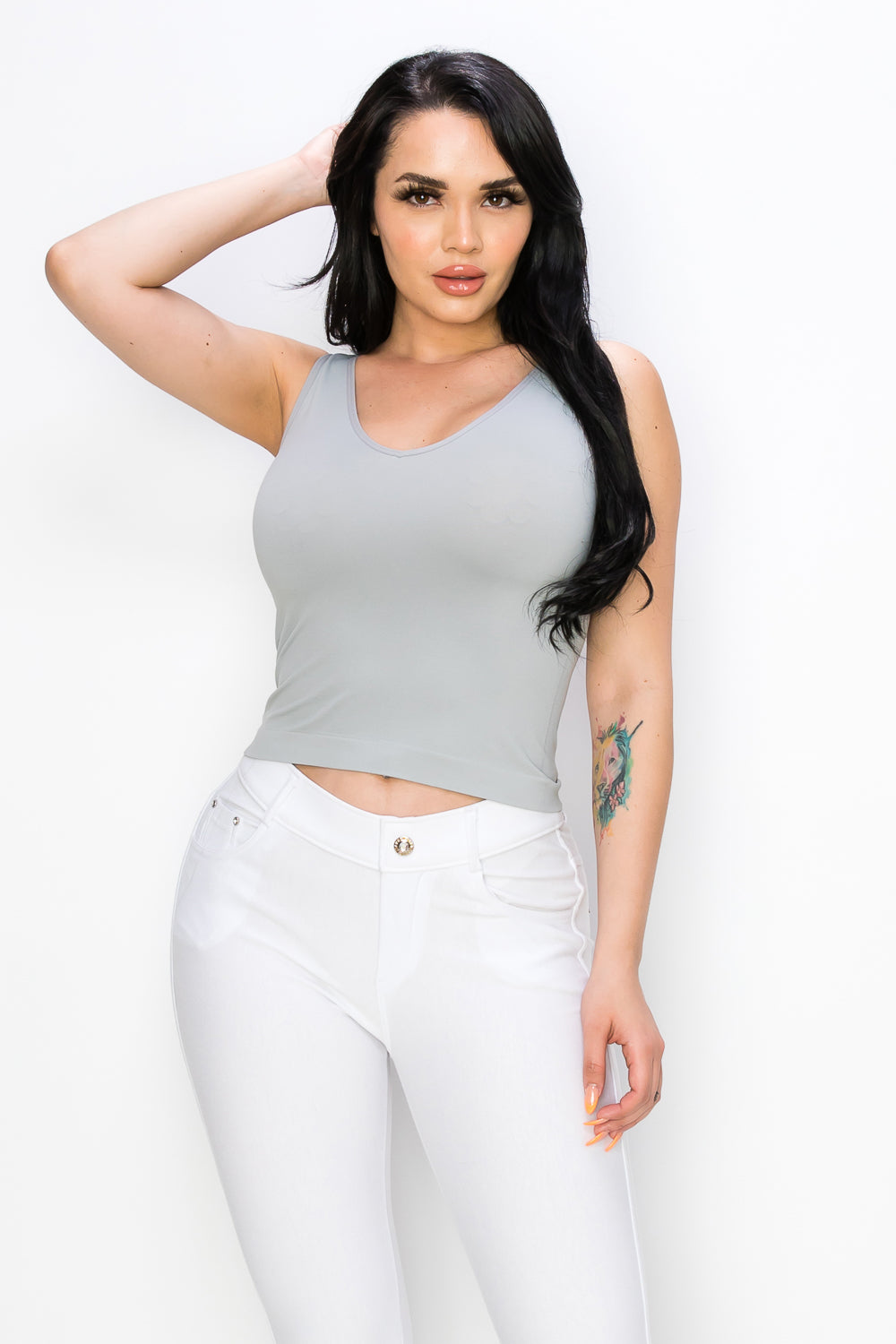 Women's V or U Neckline Reversible Seamless Tank