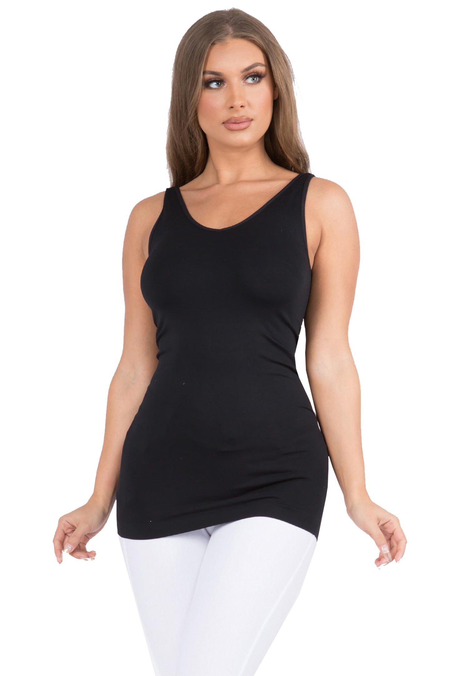 Women's V or U Neckline Reversible Seamless Tank