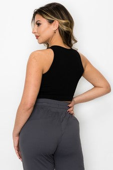 Women's Ribbed High Neck Cropped Tank Top