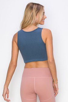 Women's Ribbed High Neck Cropped Tank Top