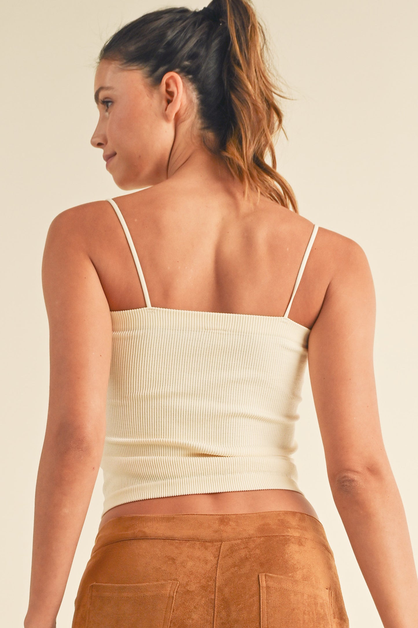 Women's Ribbed Thin Strapped Seamless Cami