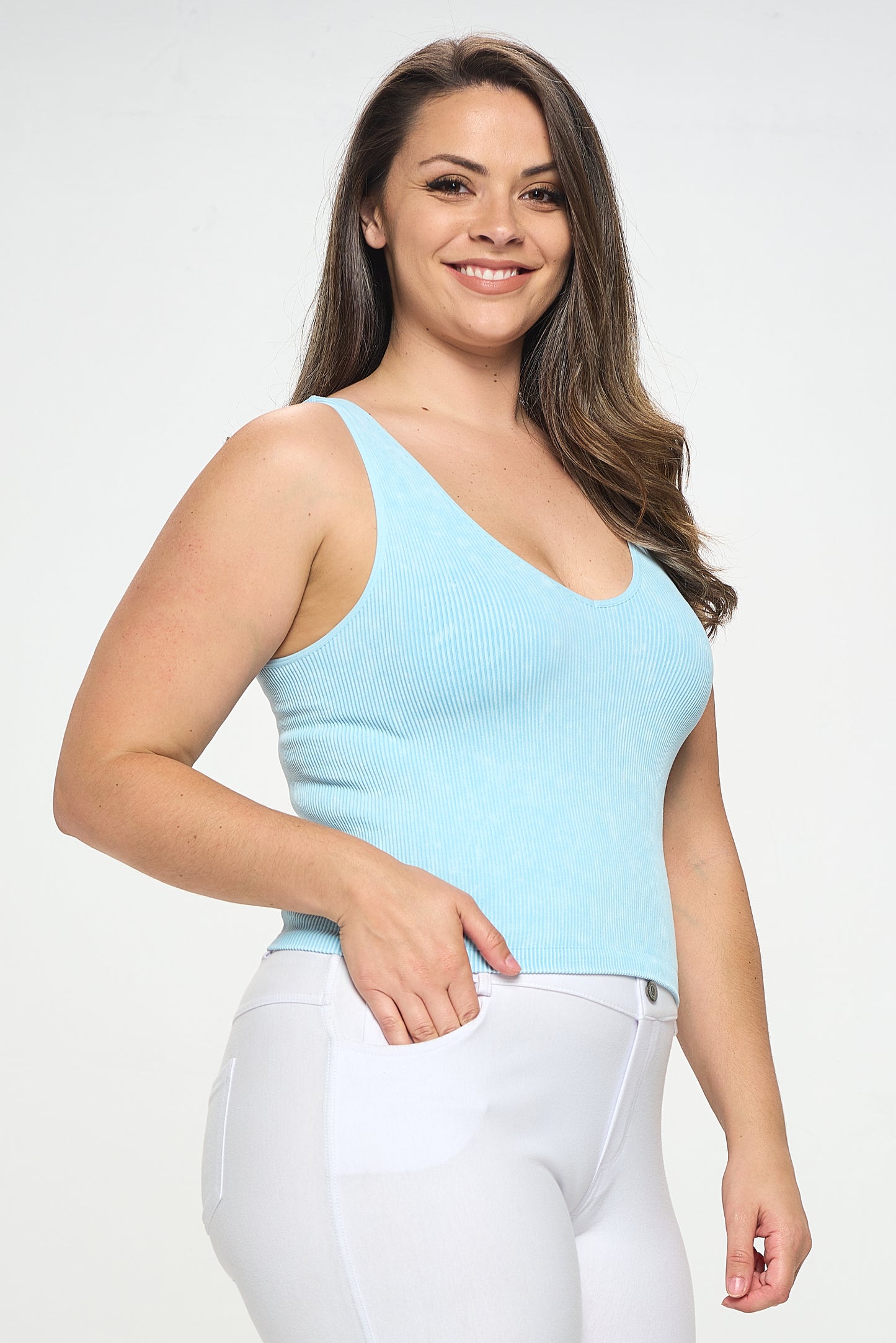 Women's Seamless Reversible Stonewashed Ribbed Tank