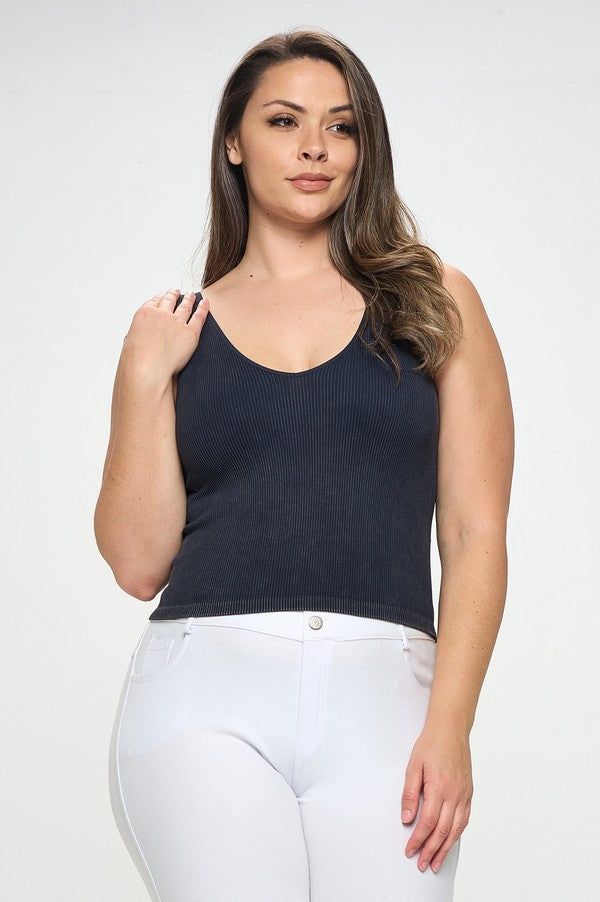 Women's Seamless Reversible Stonewashed Ribbed Tank