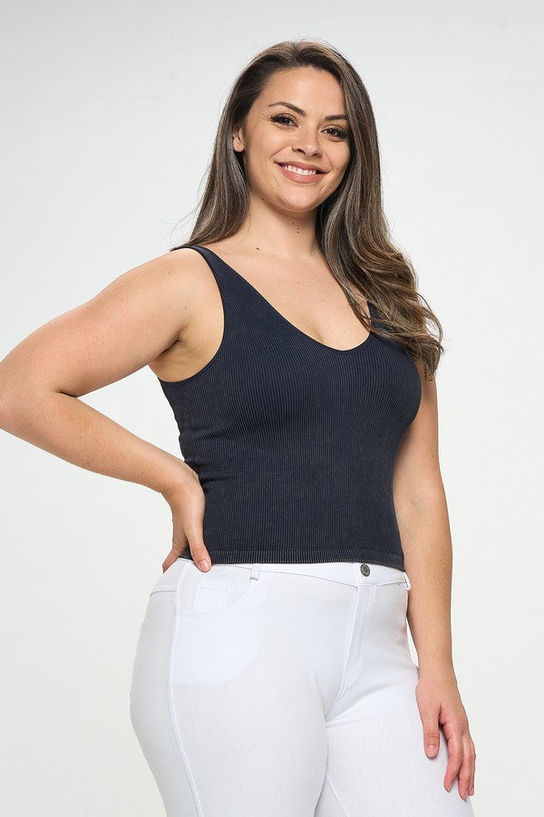 Women's Seamless Reversible Stonewashed Ribbed Tank