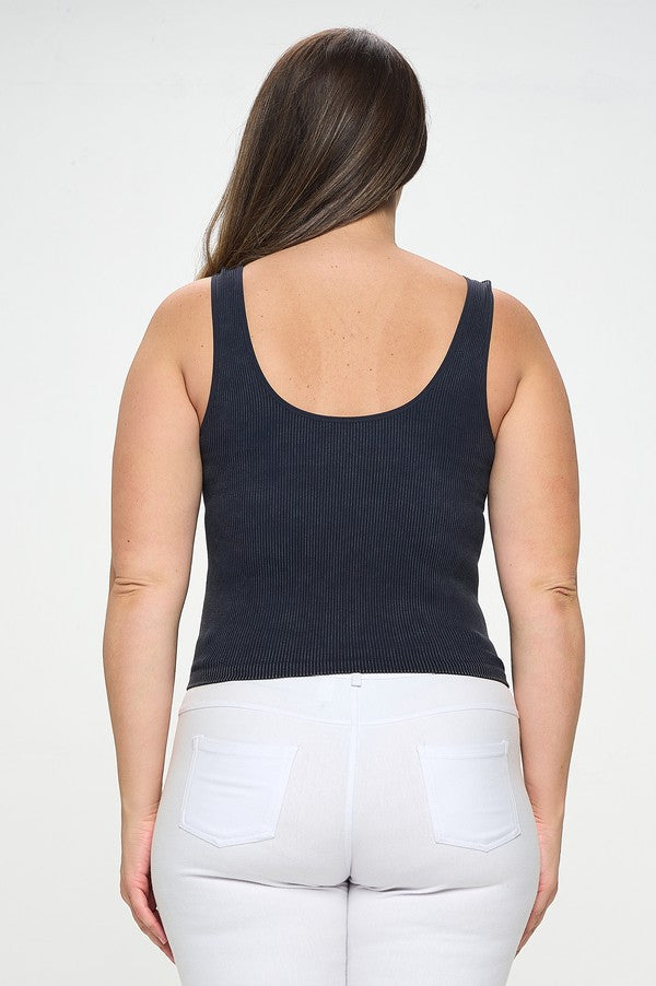 Women's Seamless Reversible Stonewashed Ribbed Tank