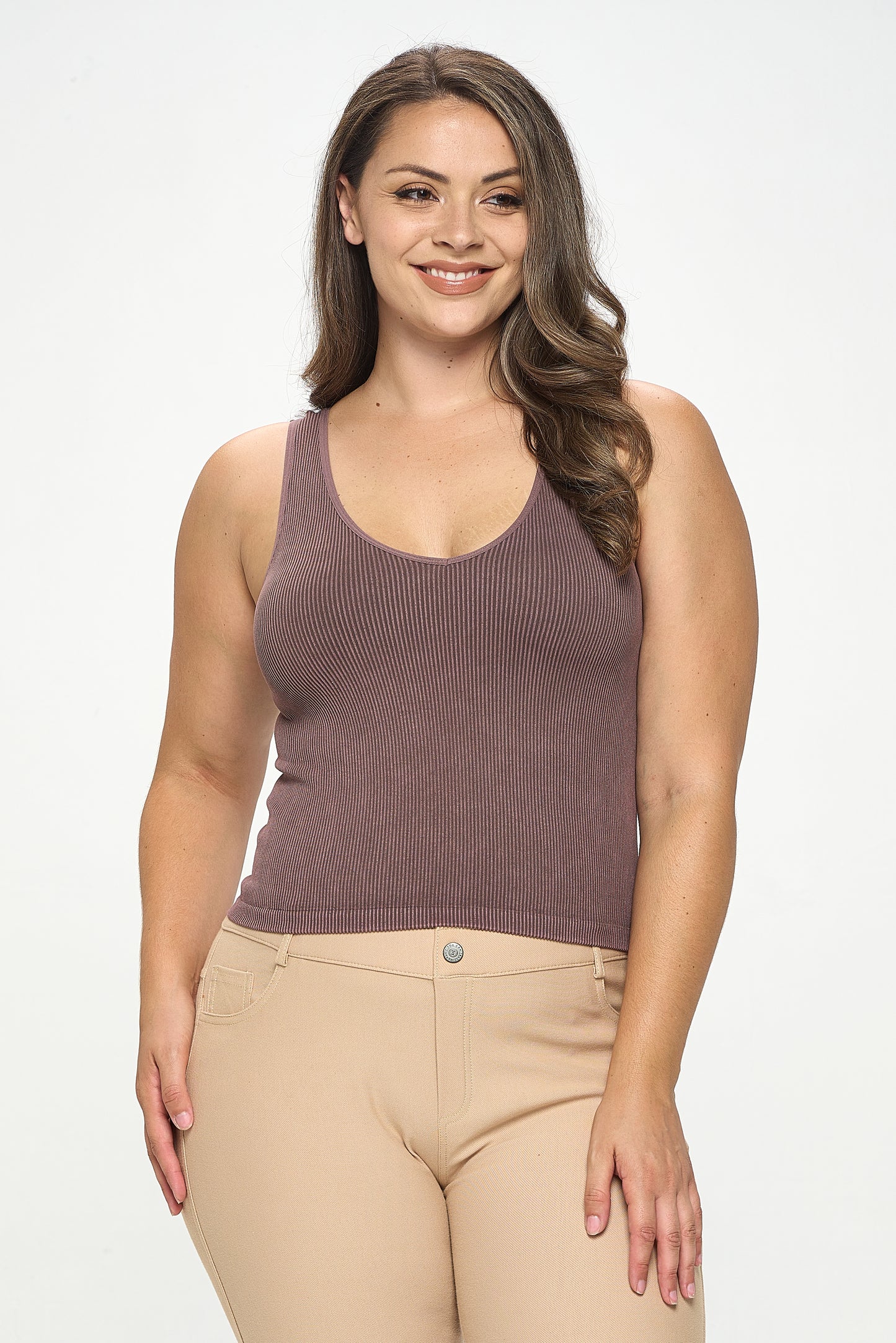 Women's Seamless Reversible Stonewashed Ribbed Tank