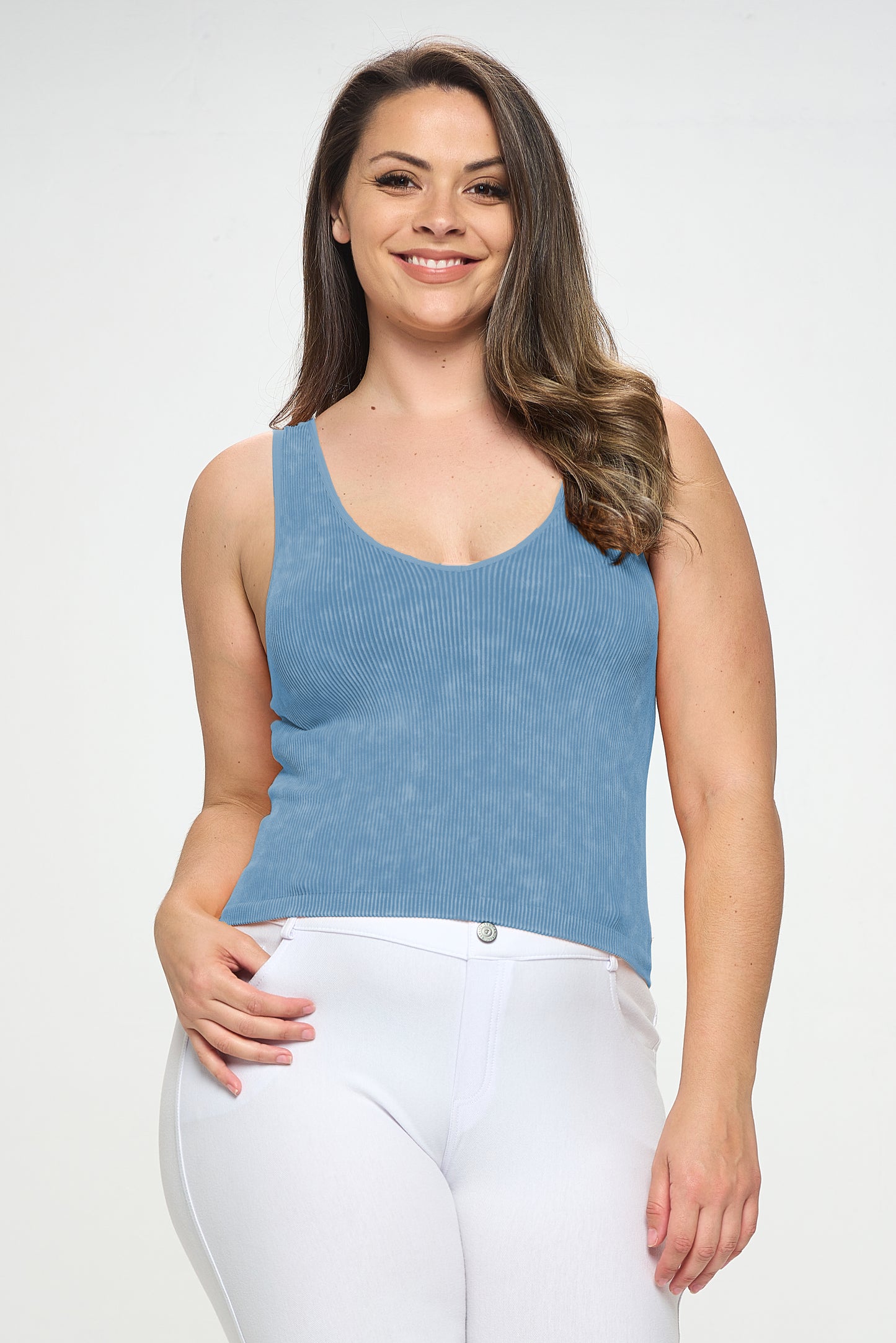 Women's Seamless Reversible Stonewashed Ribbed Tank
