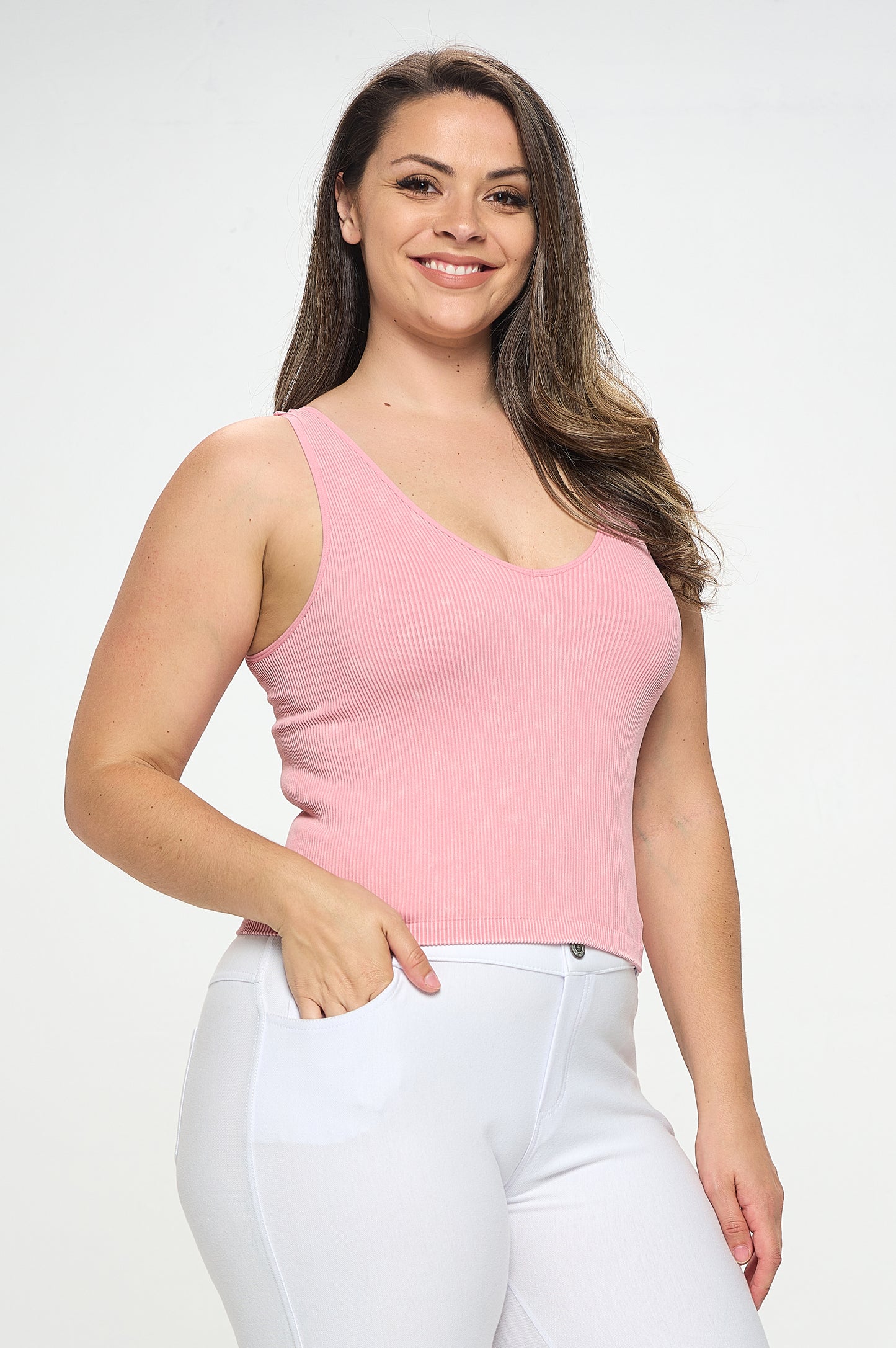 Women's Seamless Reversible Stonewashed Ribbed Tank