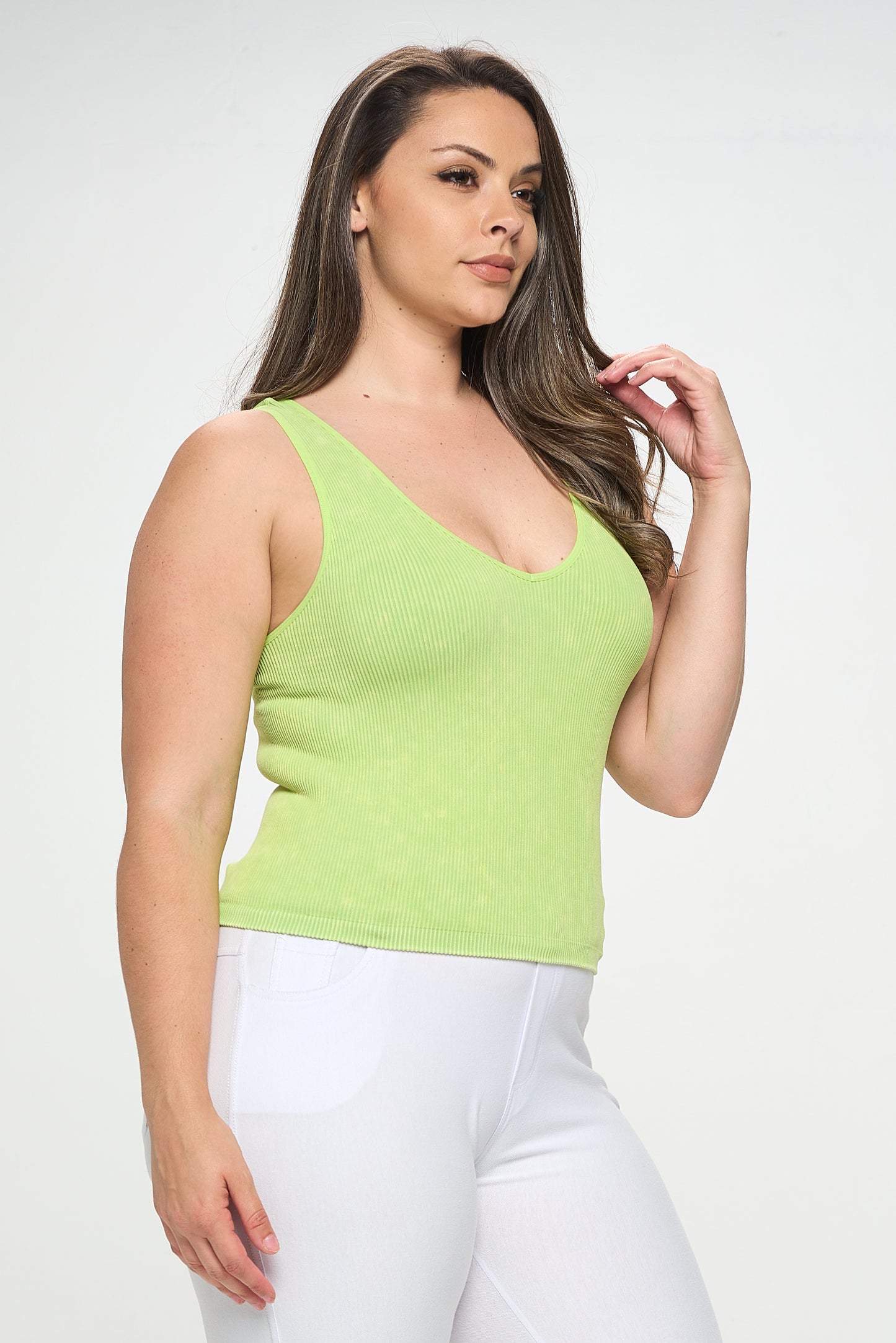 Women's Seamless Reversible Stonewashed Ribbed Tank
