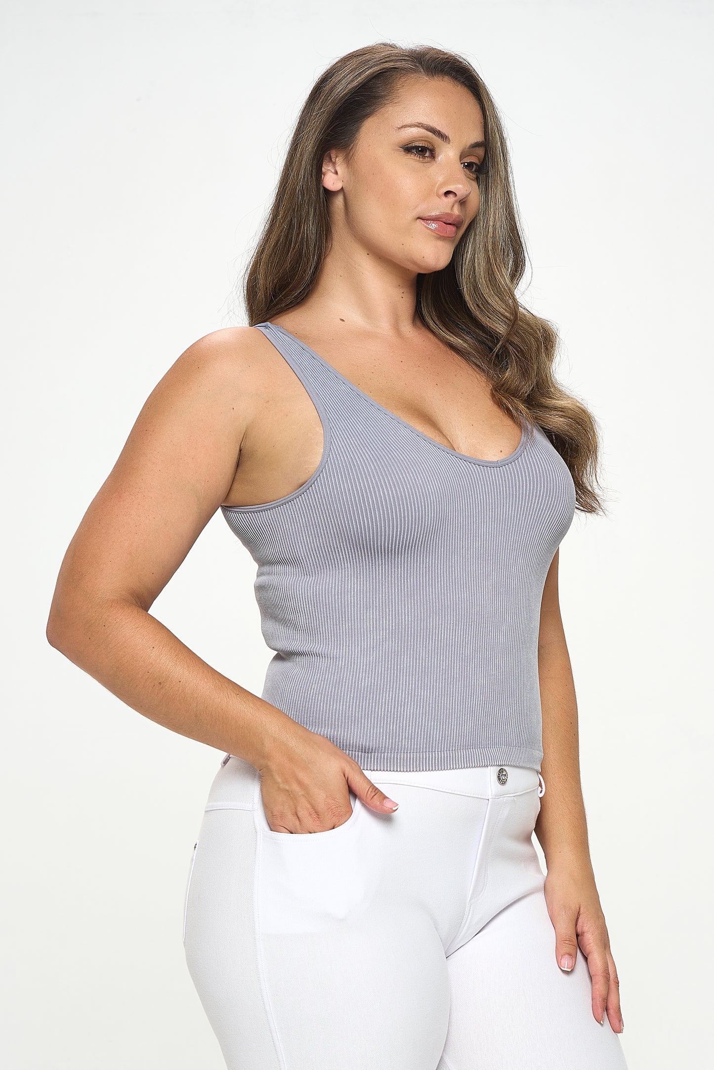 Women's Seamless Reversible Stonewashed Ribbed Tank
