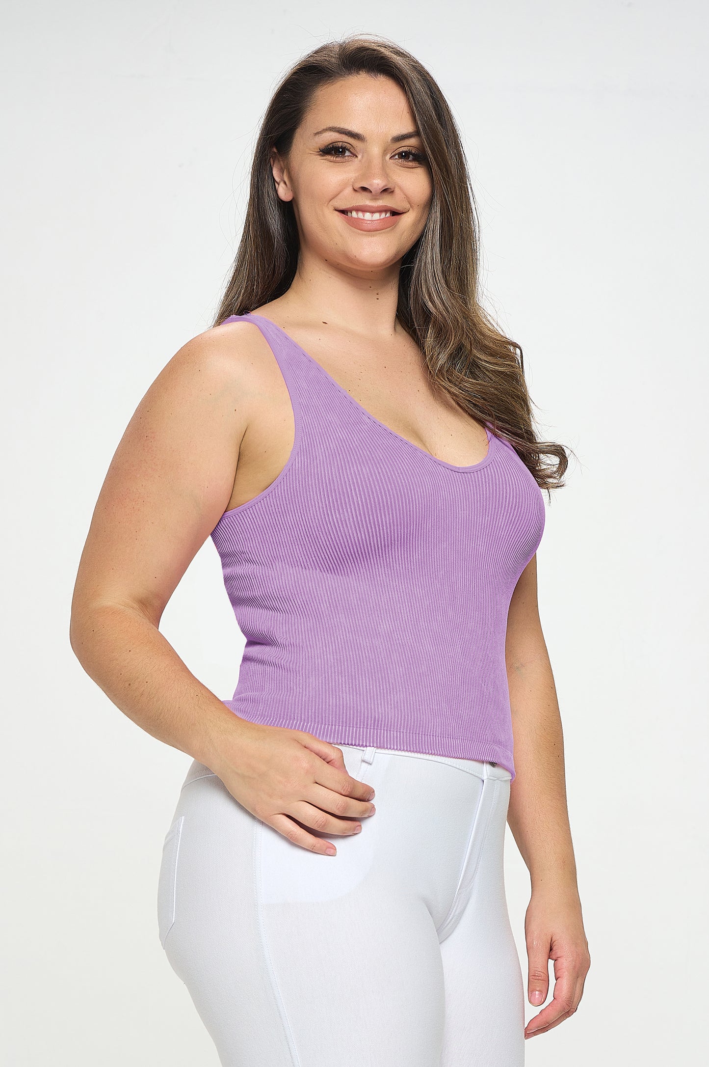 Women's Seamless Reversible Stonewashed Ribbed Tank