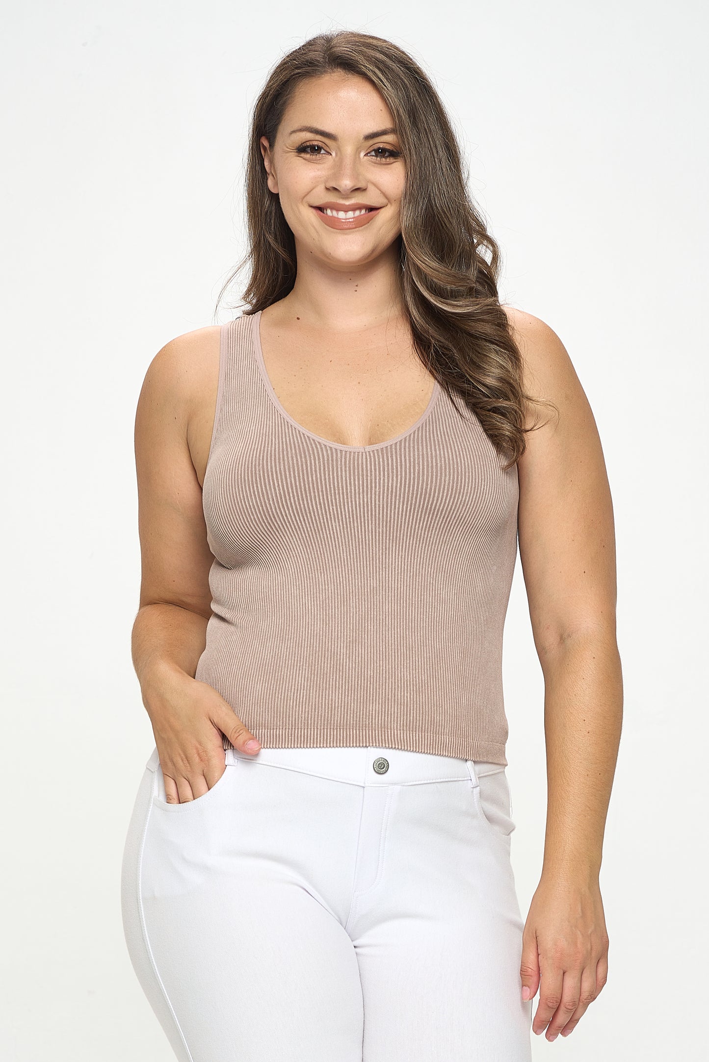 Women's Seamless Reversible Stonewashed Ribbed Tank