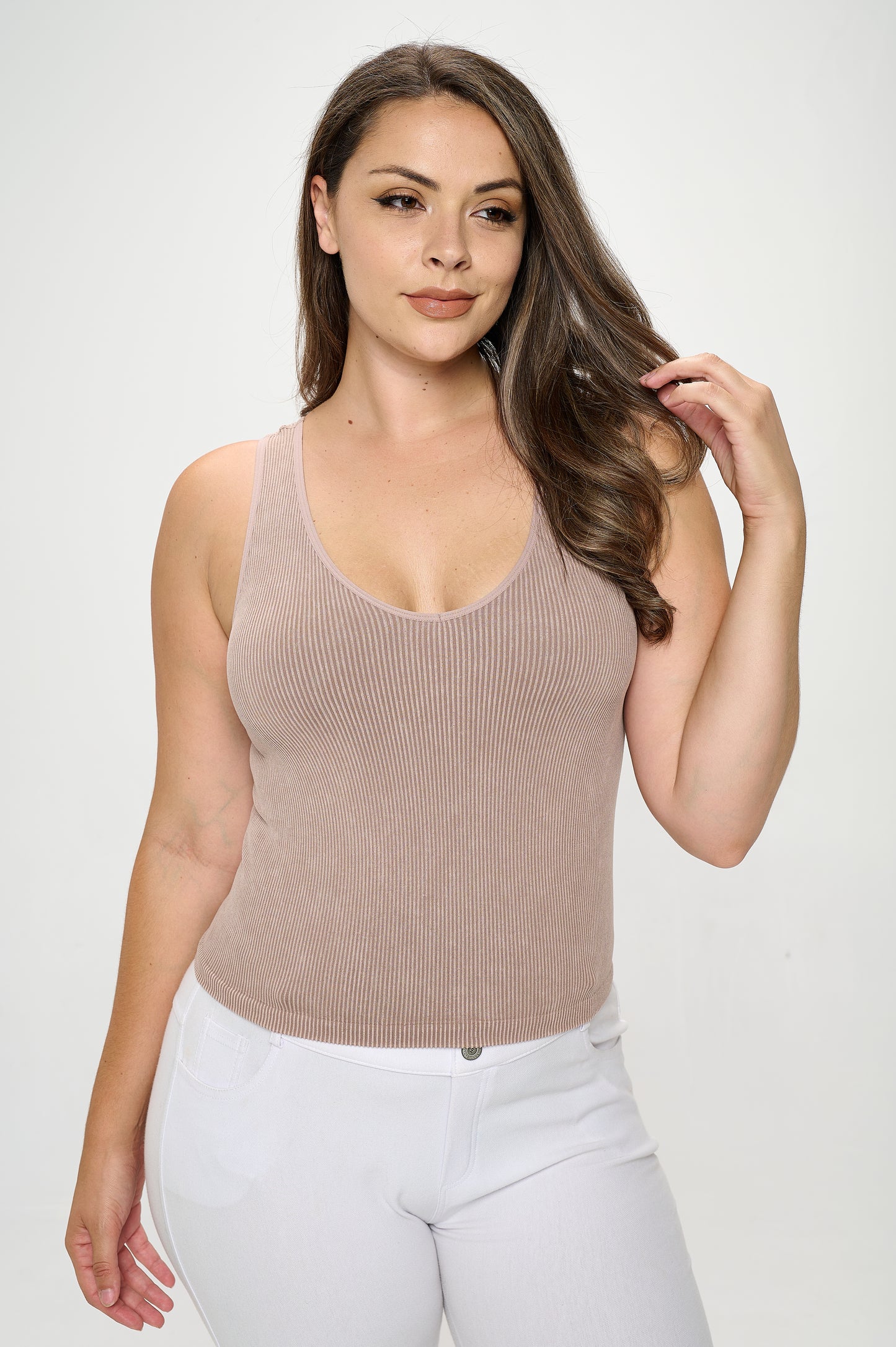 Women's Seamless Reversible Stonewashed Ribbed Tank