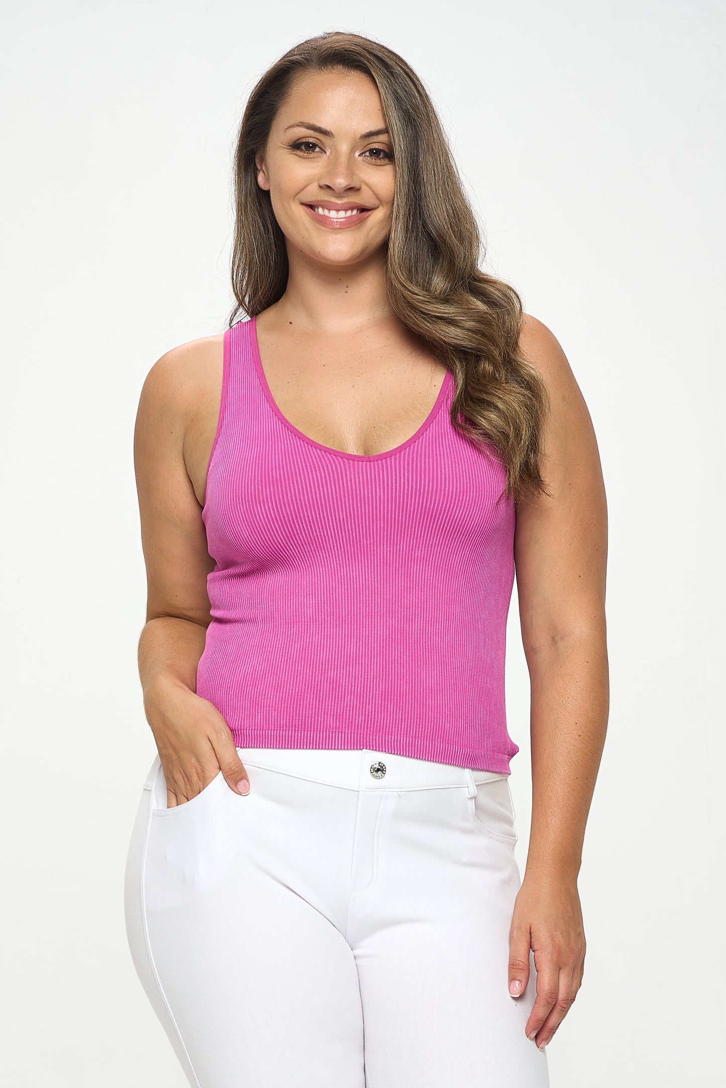 Women's Seamless Reversible Stonewashed Ribbed Tank
