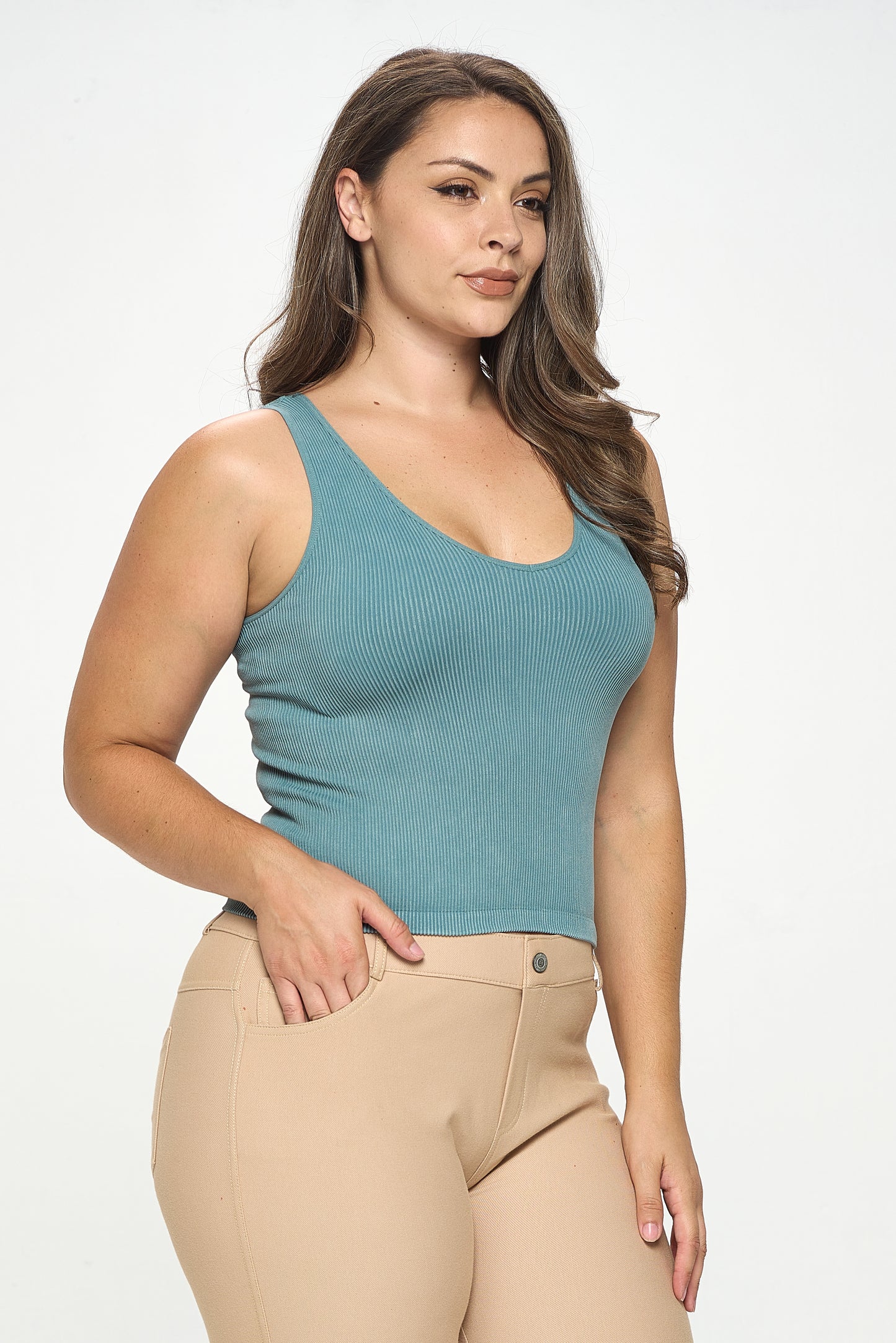 Women's Seamless Reversible Stonewashed Ribbed Tank