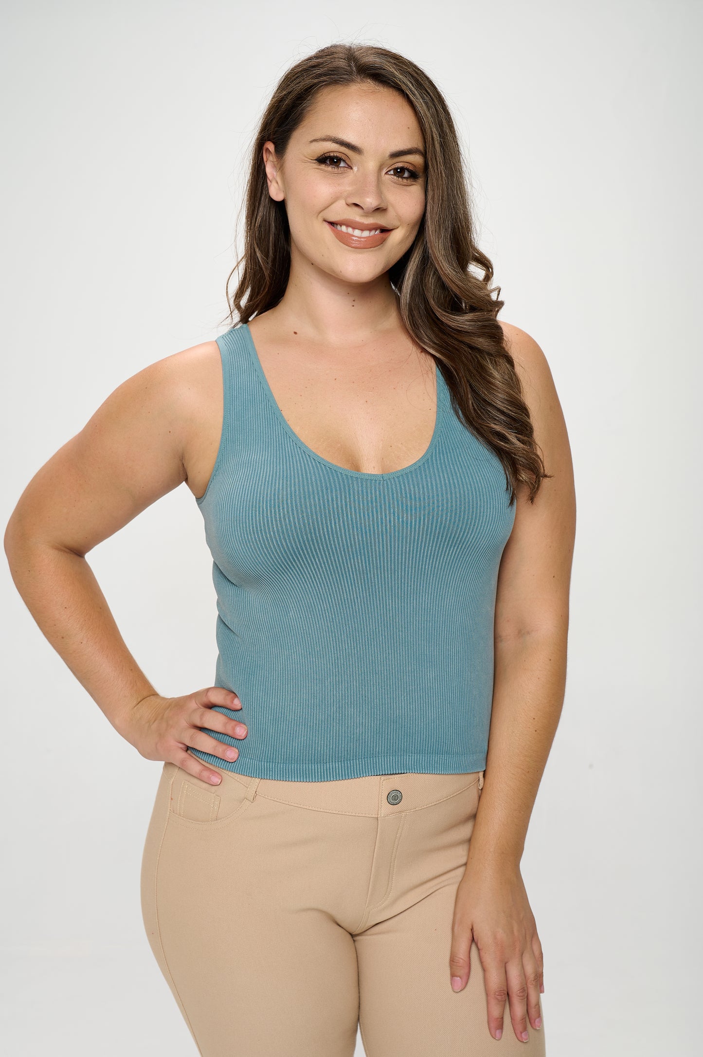 Women's Seamless Reversible Stonewashed Ribbed Tank