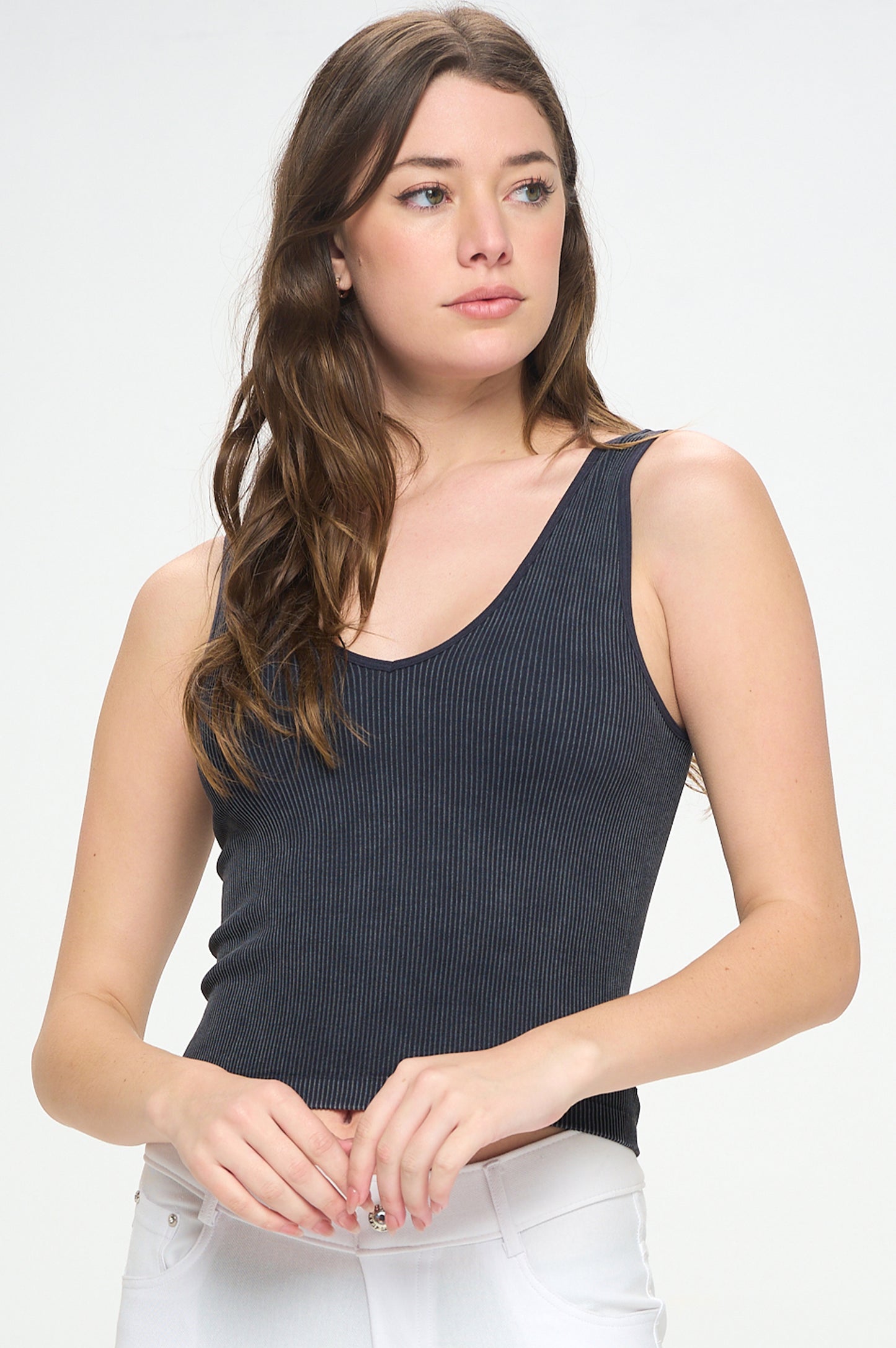 Women's Seamless Reversible Stonewashed Ribbed Tank