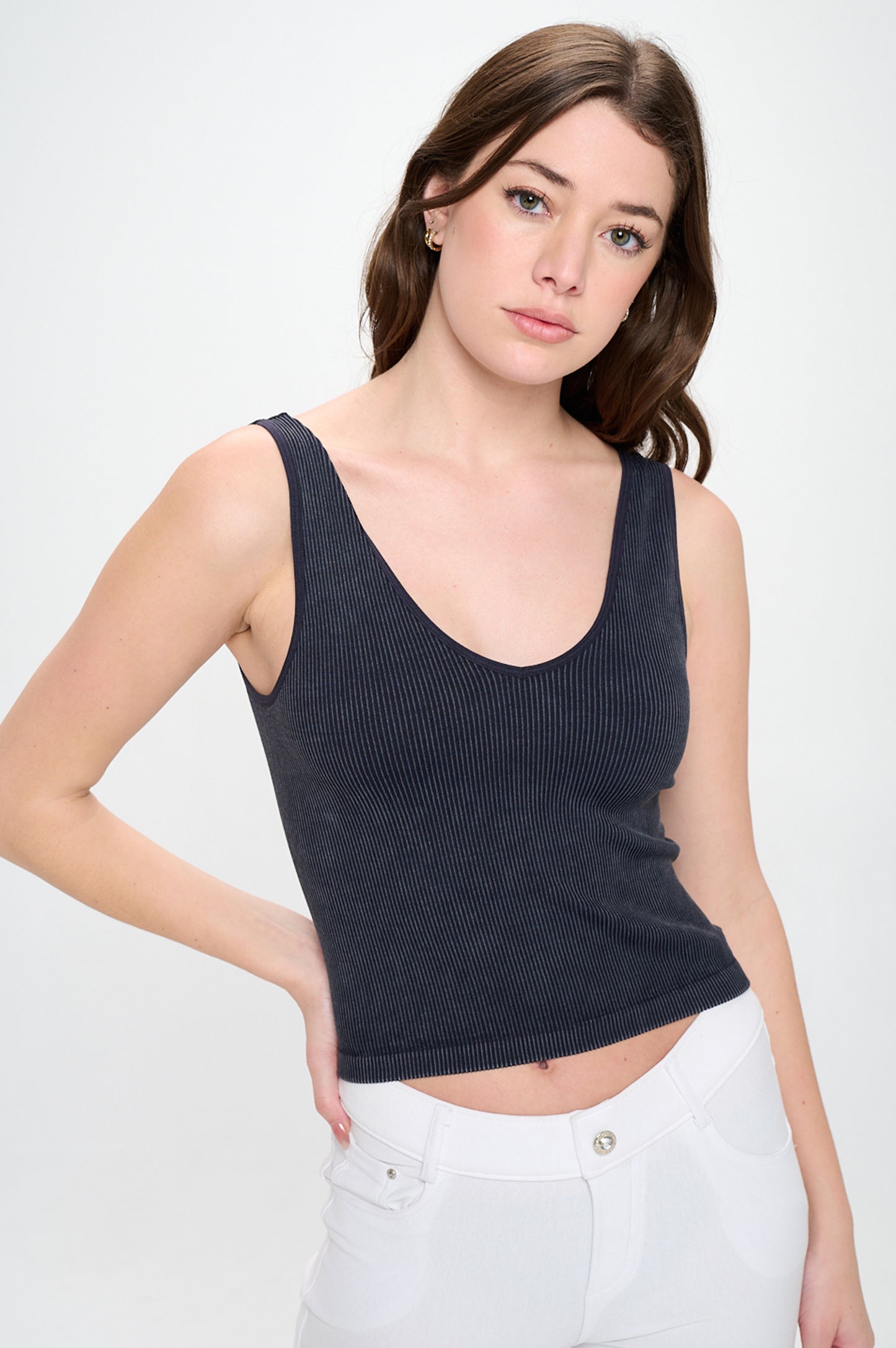 Women's Seamless Reversible Stonewashed Ribbed Tank