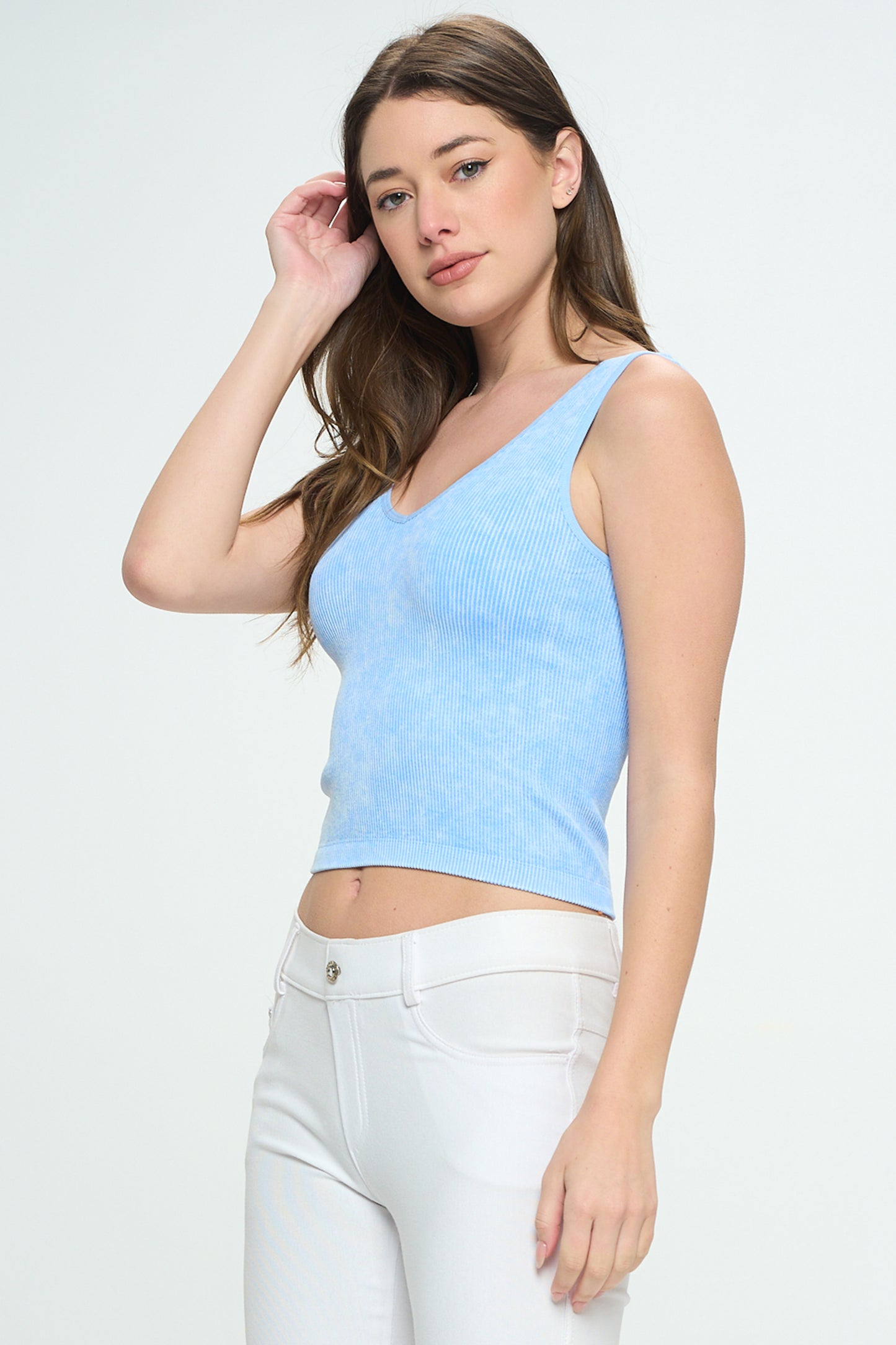 Women's Seamless Reversible Stonewashed Ribbed Tank