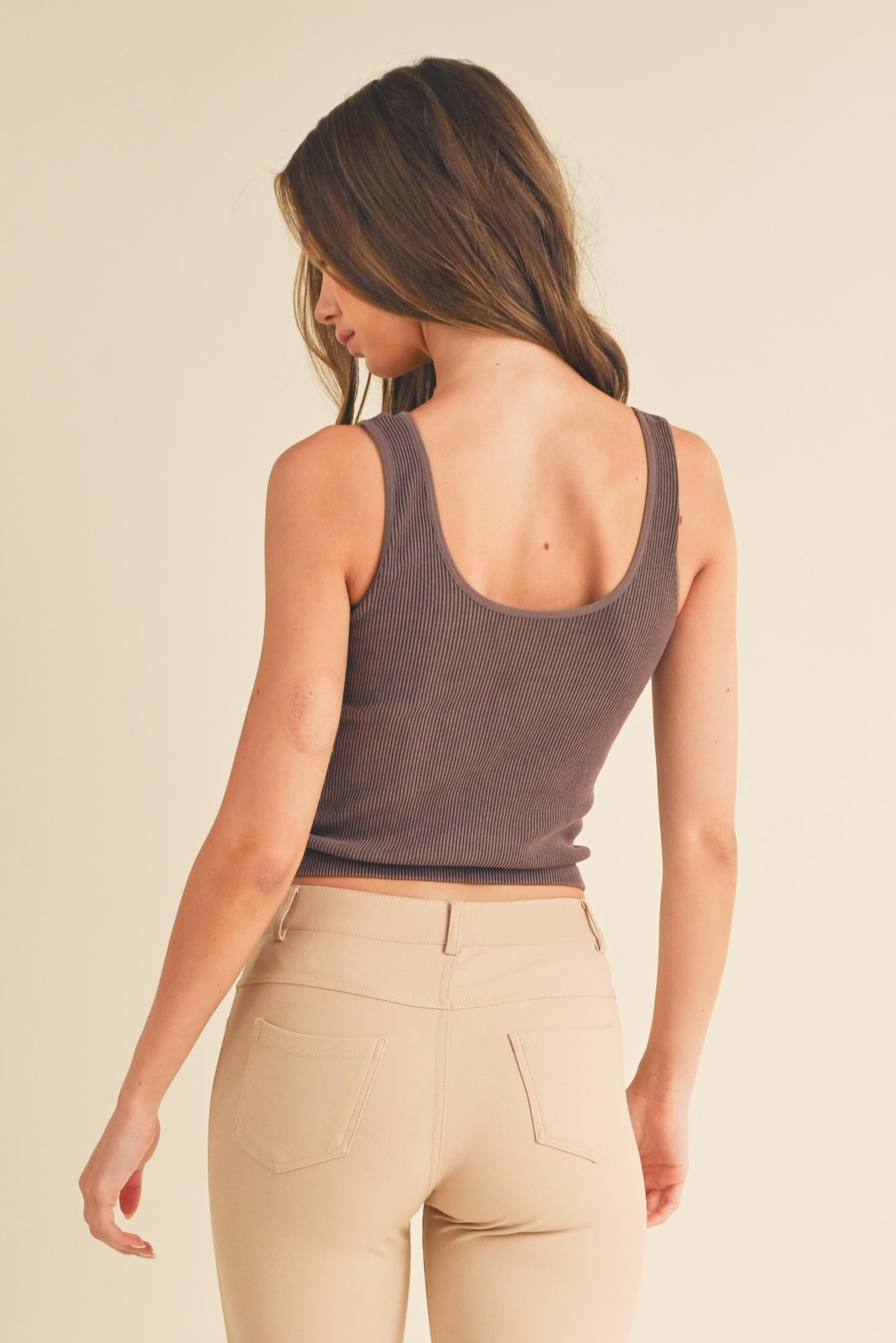 Women's Seamless Reversible Stonewashed Ribbed Tank