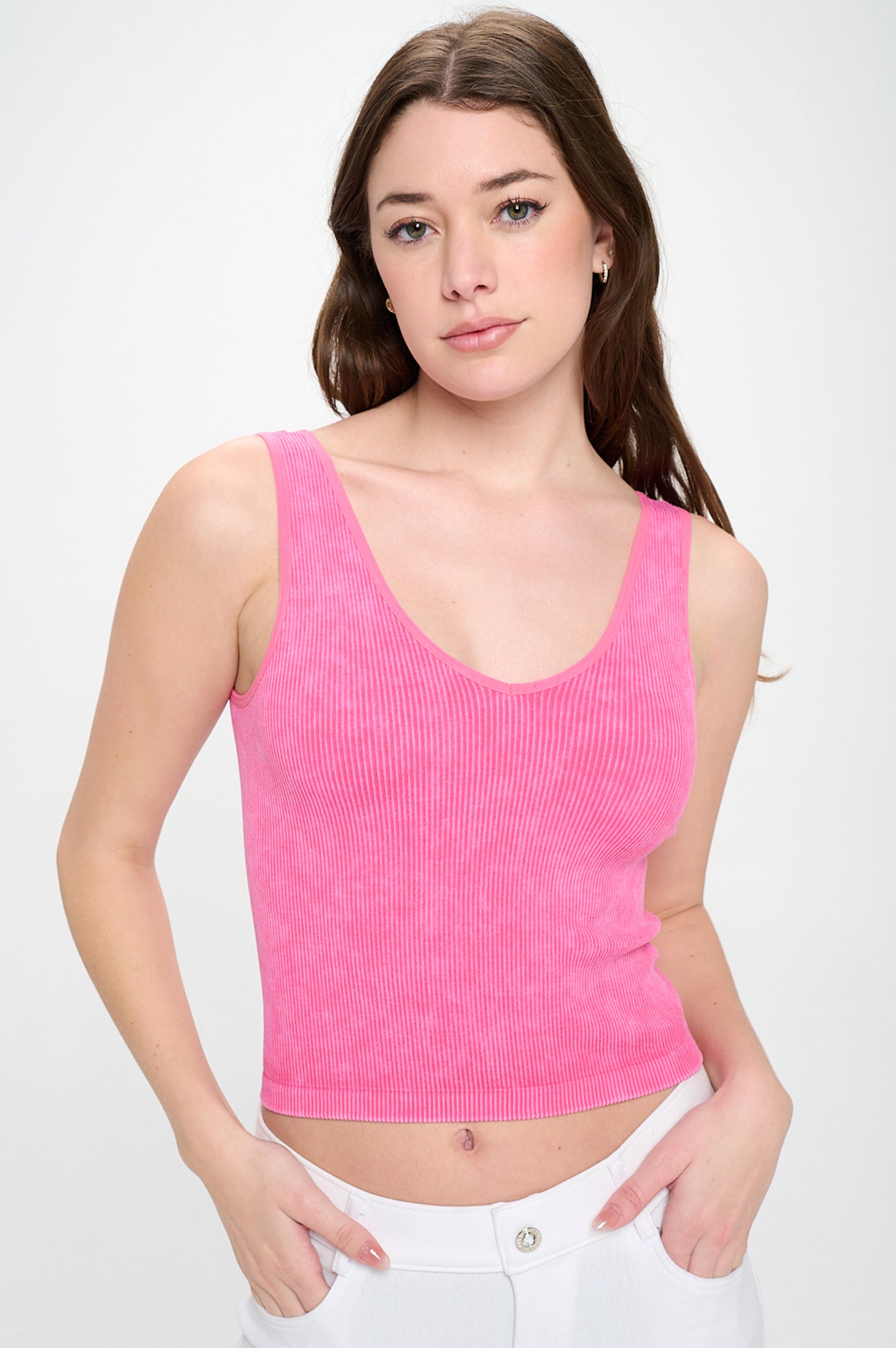 Women's Seamless Reversible Stonewashed Ribbed Tank