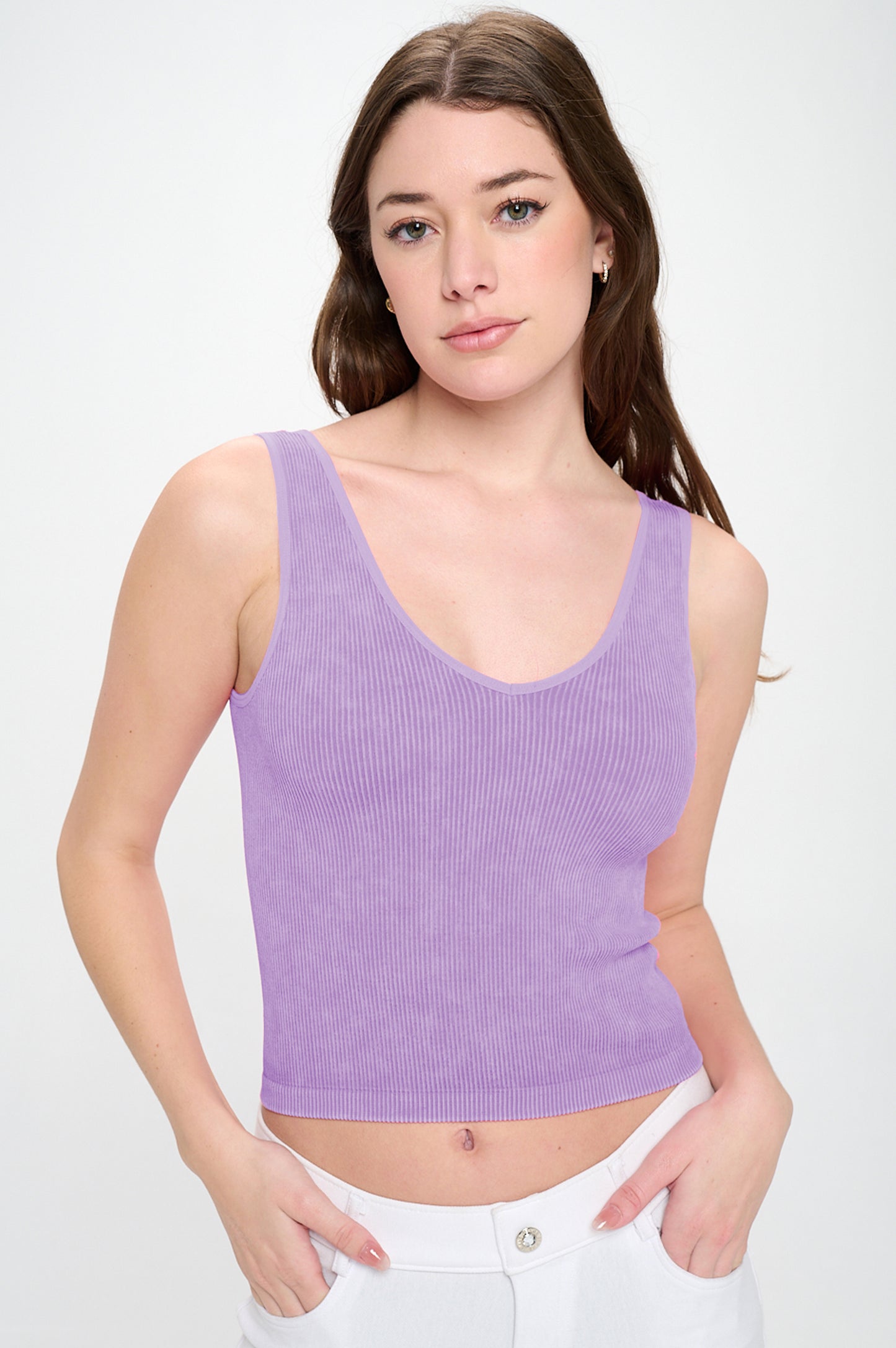 Women's Seamless Reversible Stonewashed Ribbed Tank