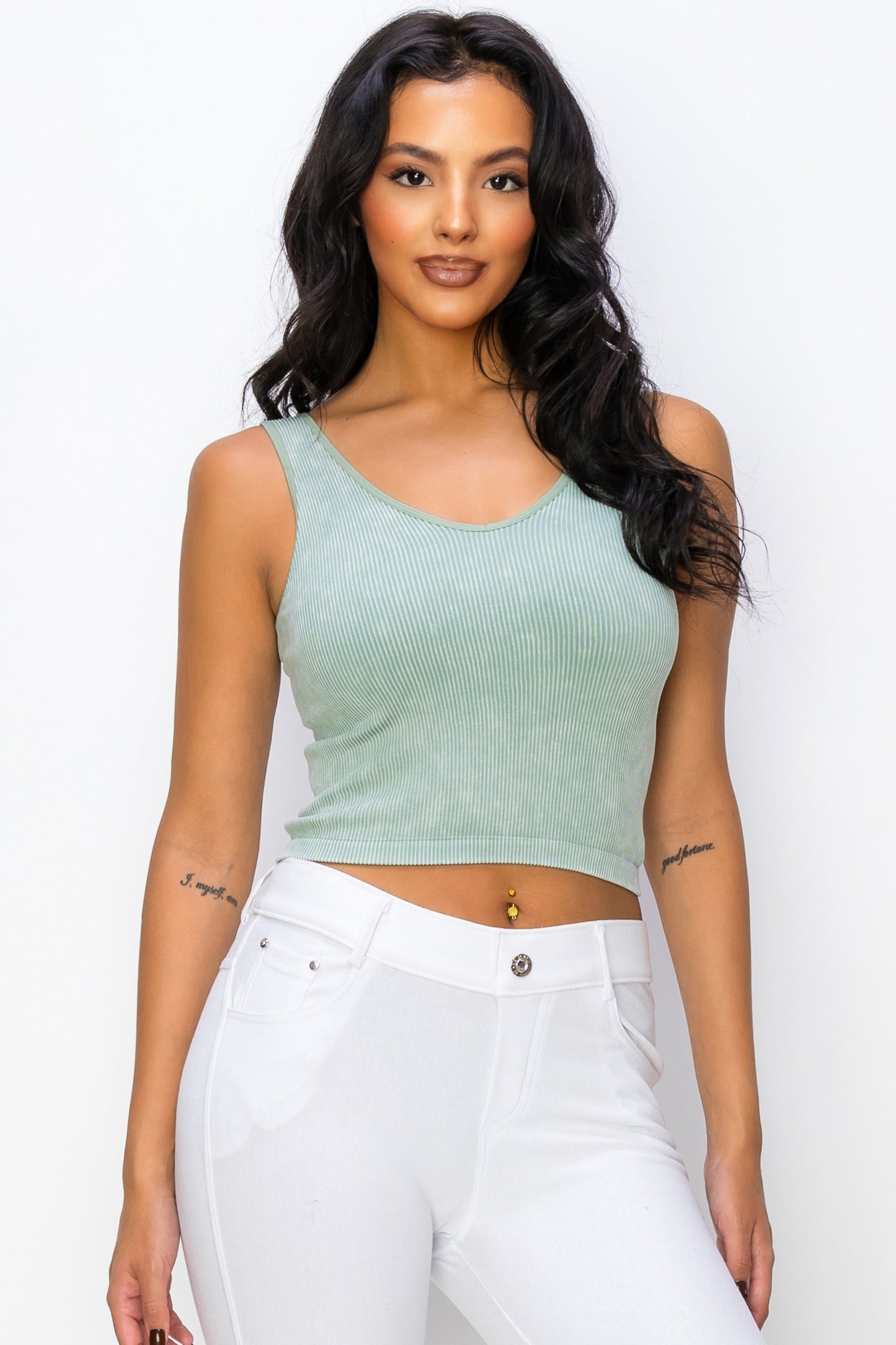 Women's Seamless Reversible Stonewashed Ribbed Tank