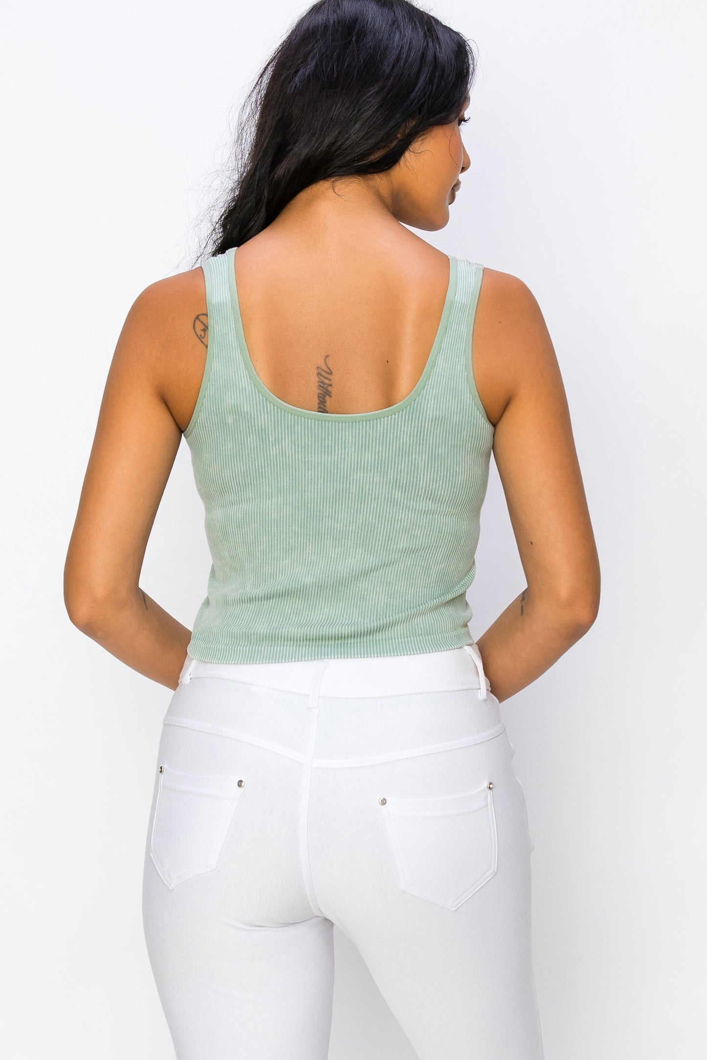Women's Seamless Reversible Stonewashed Ribbed Tank