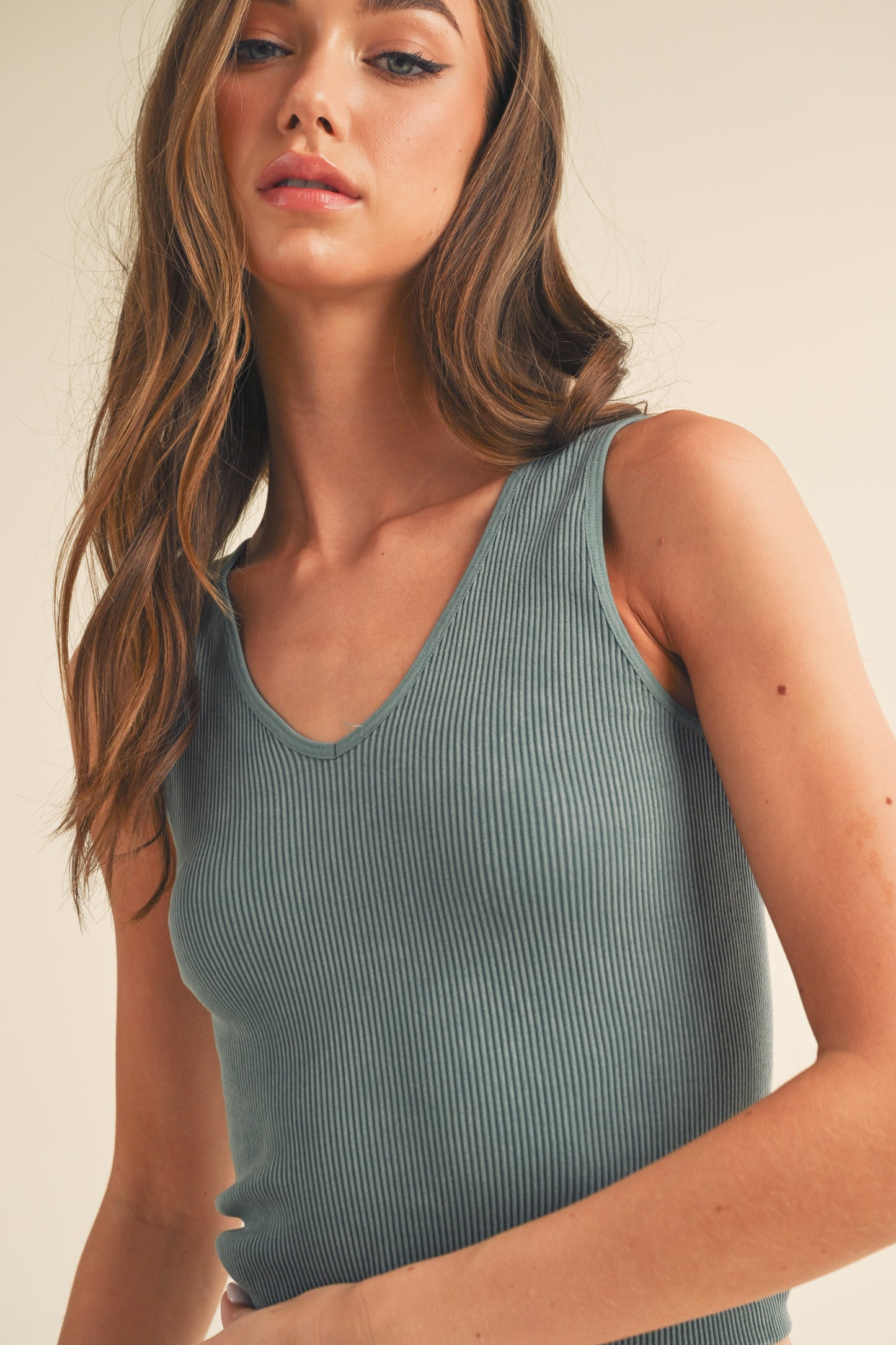 Women's Seamless Reversible Stonewashed Ribbed Tank