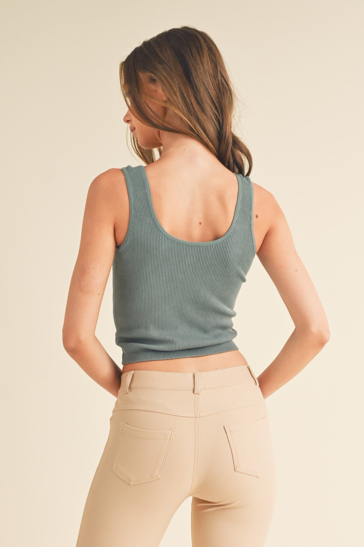 Women's Seamless Reversible Stonewashed Ribbed Tank