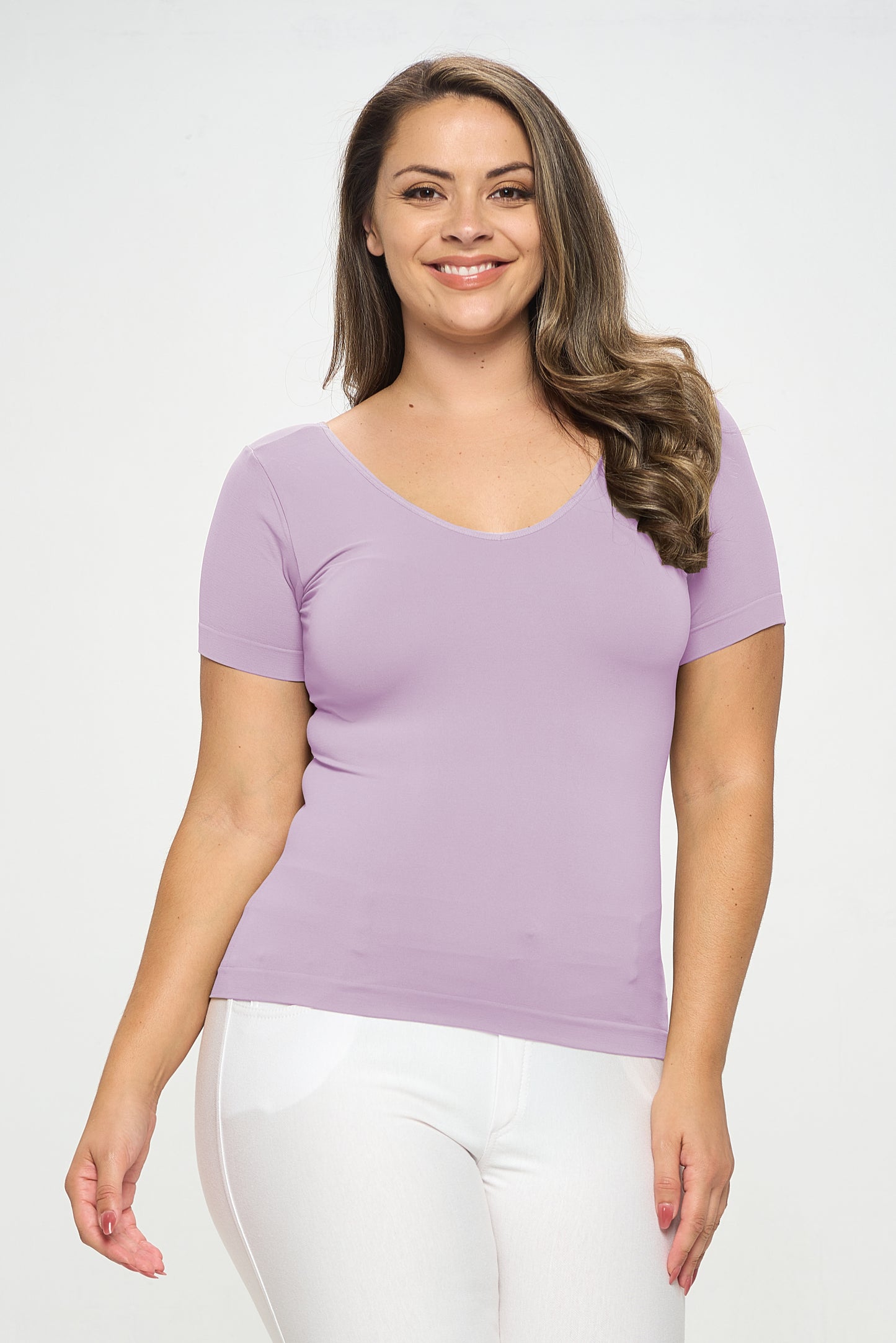 Women's Seamless Reversible V-Neck Short Sleeve Top