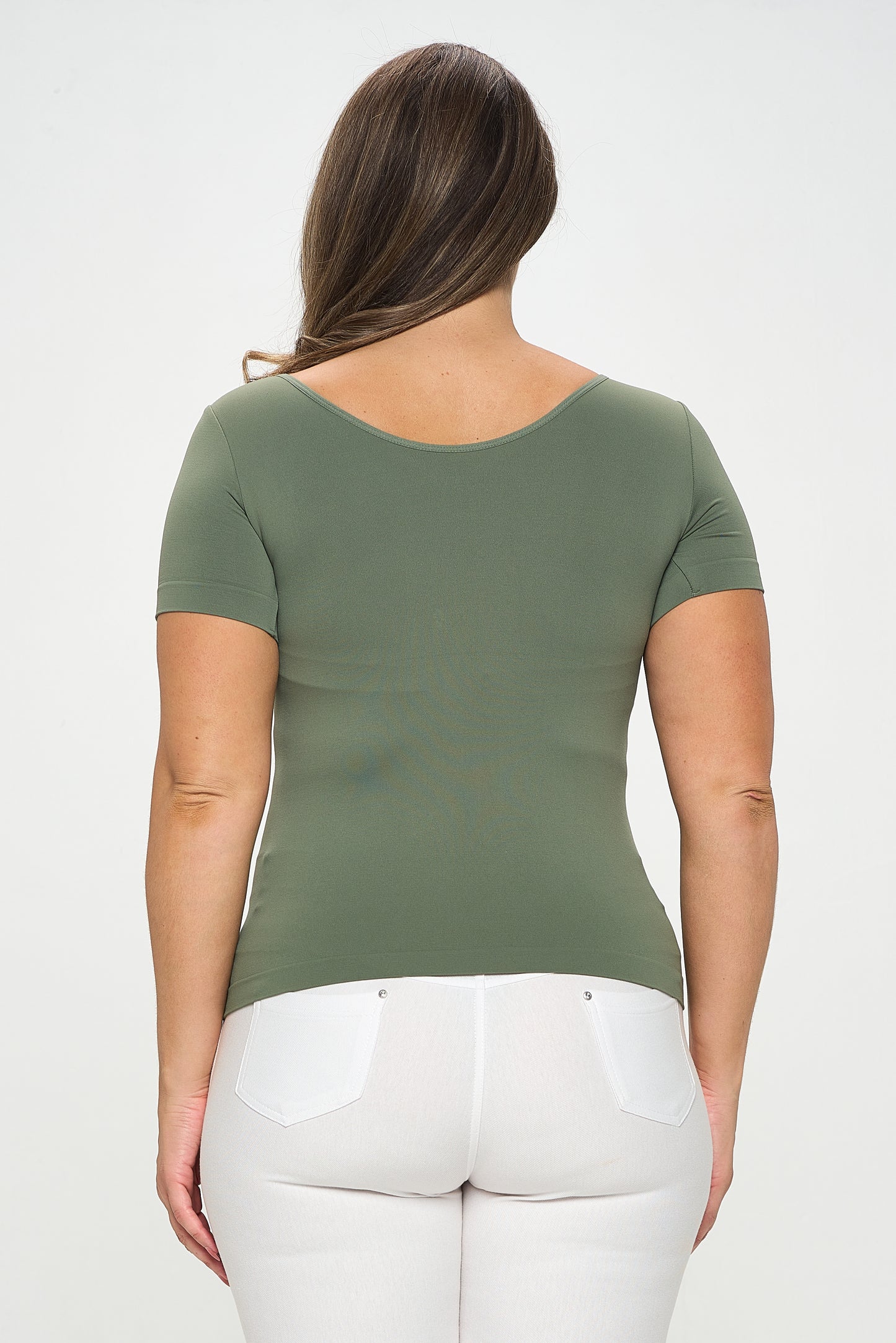 Women's Seamless Reversible V-Neck Short Sleeve Top