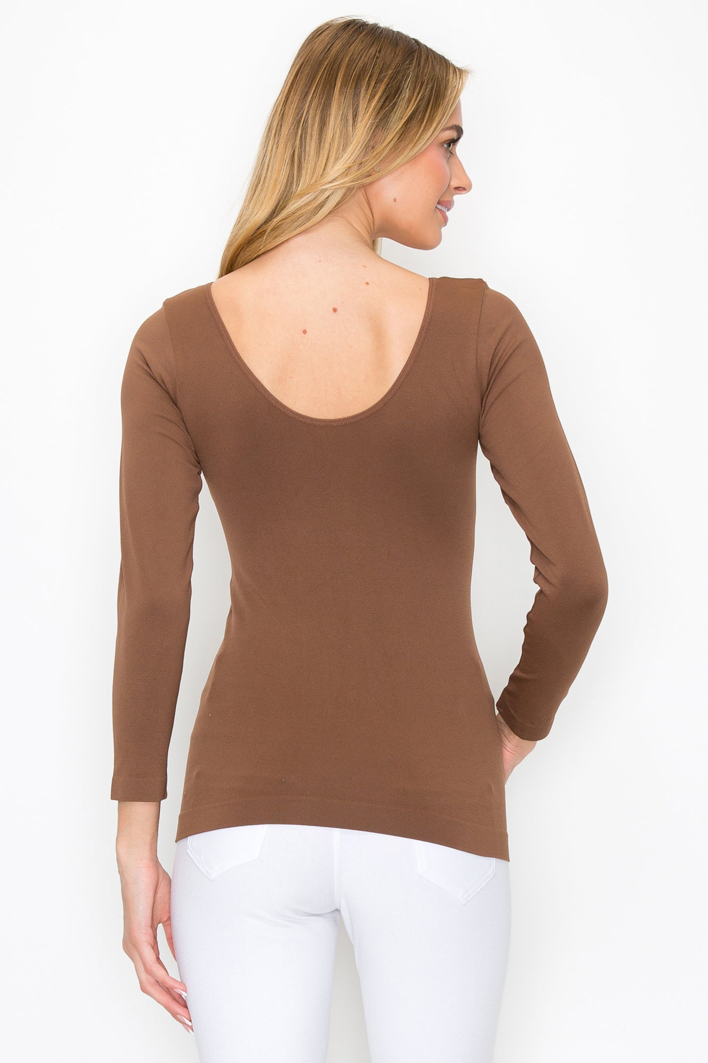 Women's Seamless Reversible V-Neck Long Sleeve Top